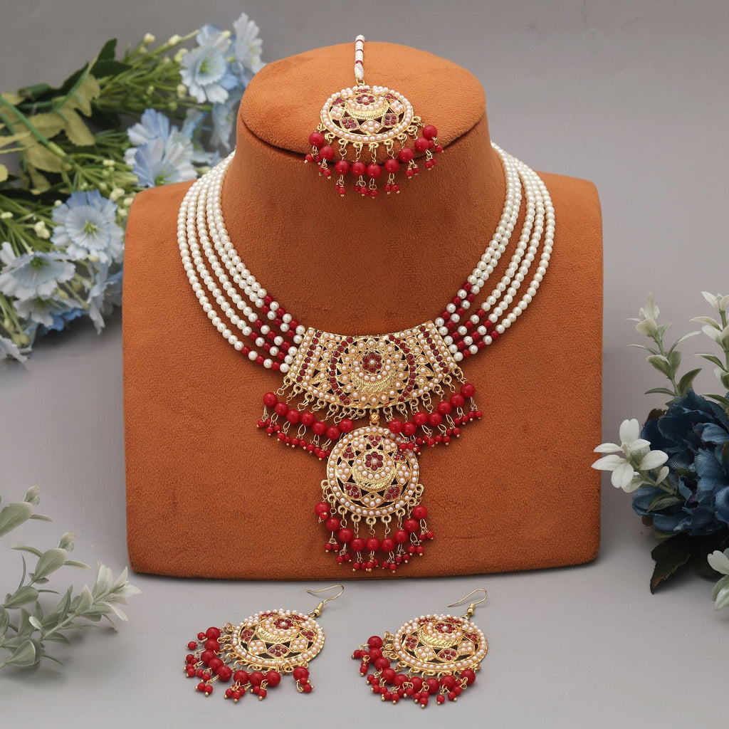 Red Color Bridal Rajputi Rani Haar