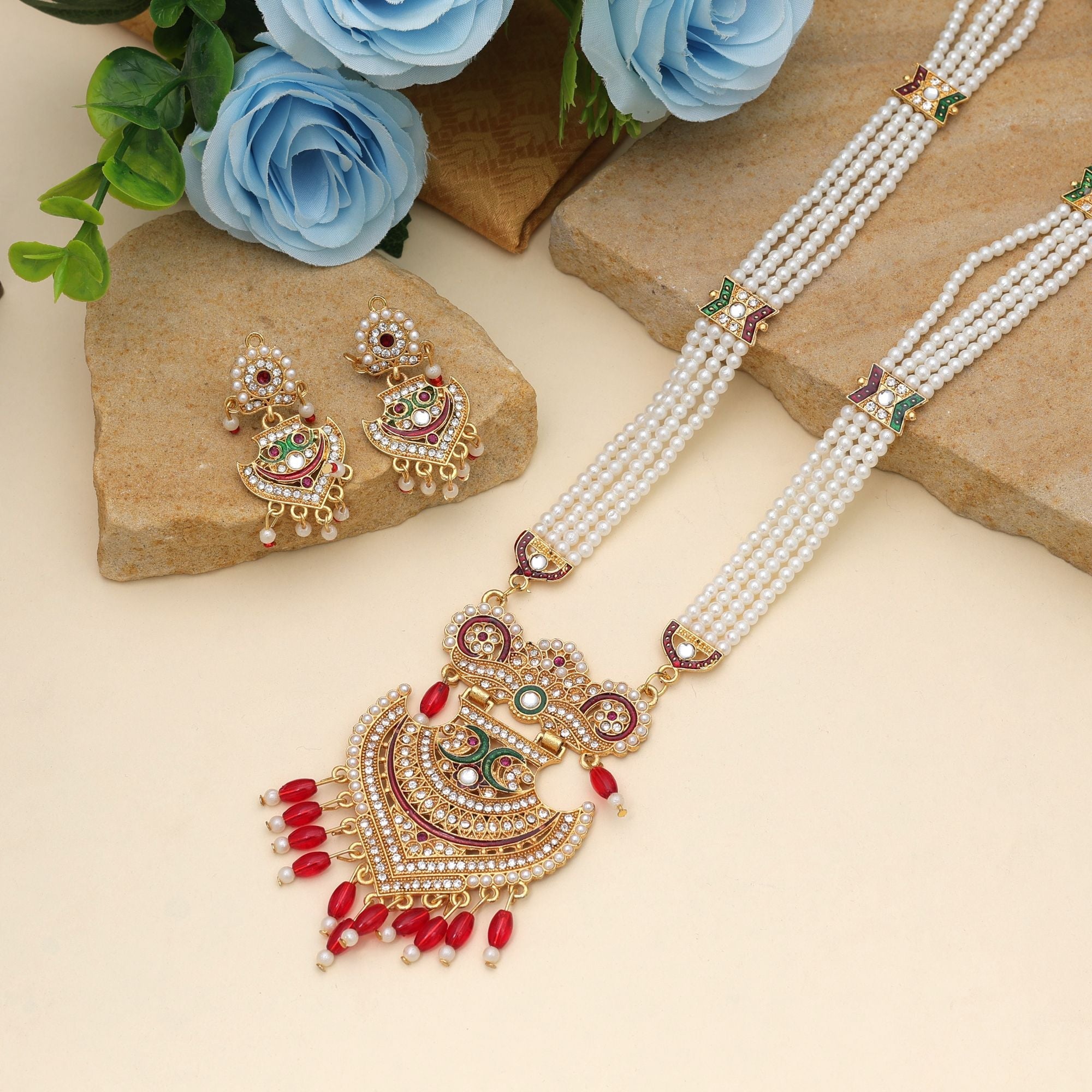 Elegant Red Rajputi Rani Haar