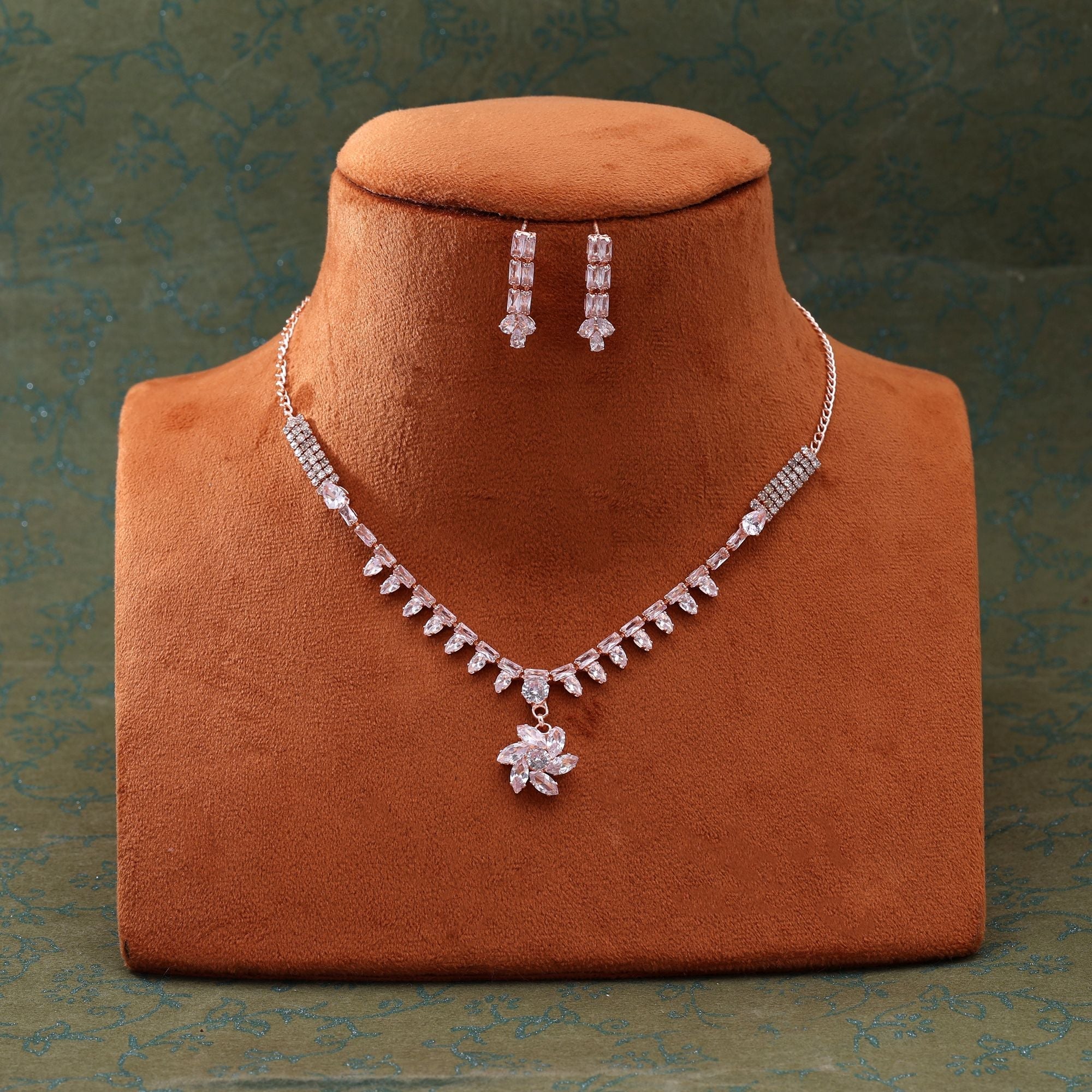 Classic White Color Stone Necklace Set For Wedding And Party Look