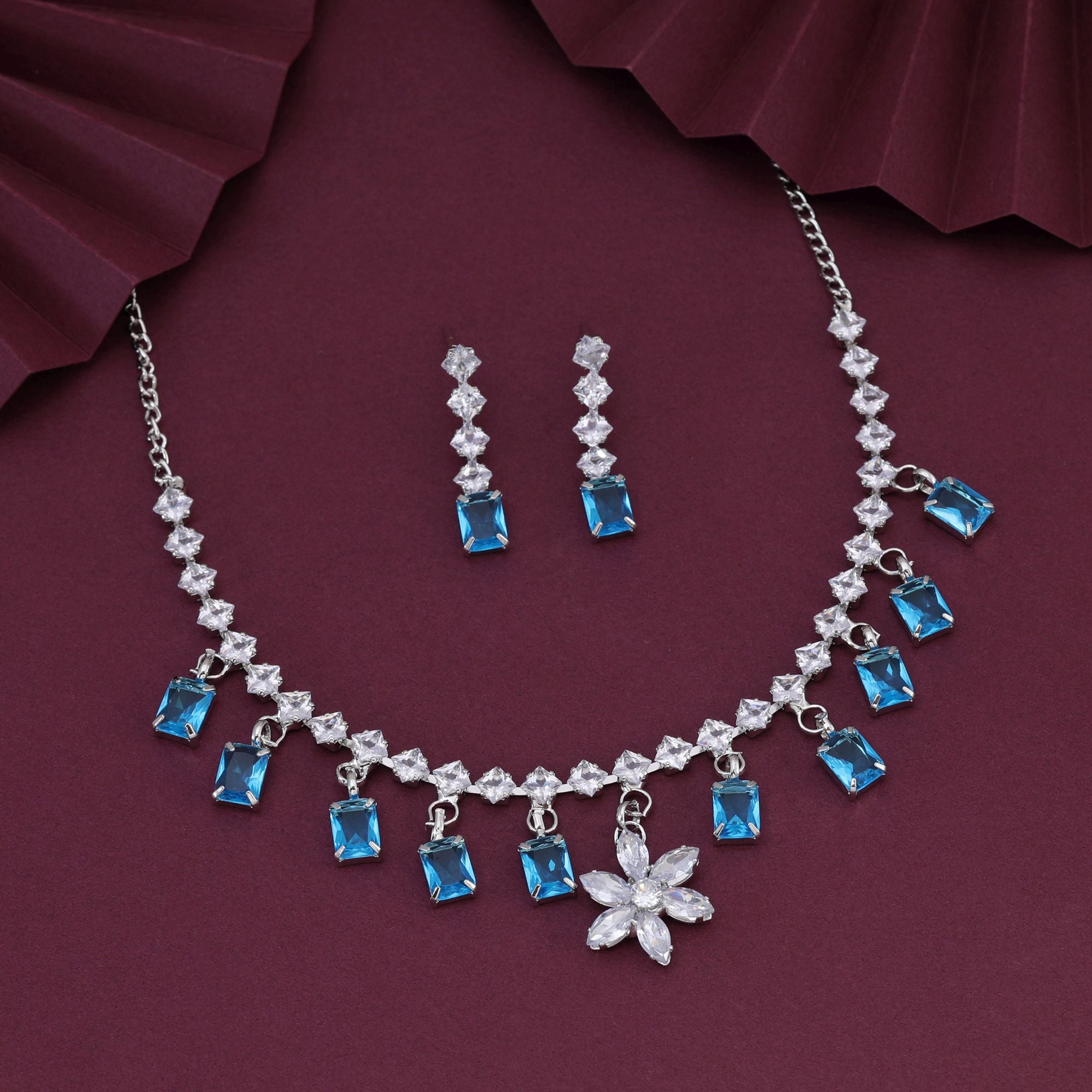 Eye-Catching Firozi Color Stone Necklace Set For Weddings And Celebrations