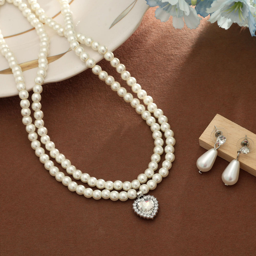 White Color Stone Necklace Set Classic Style