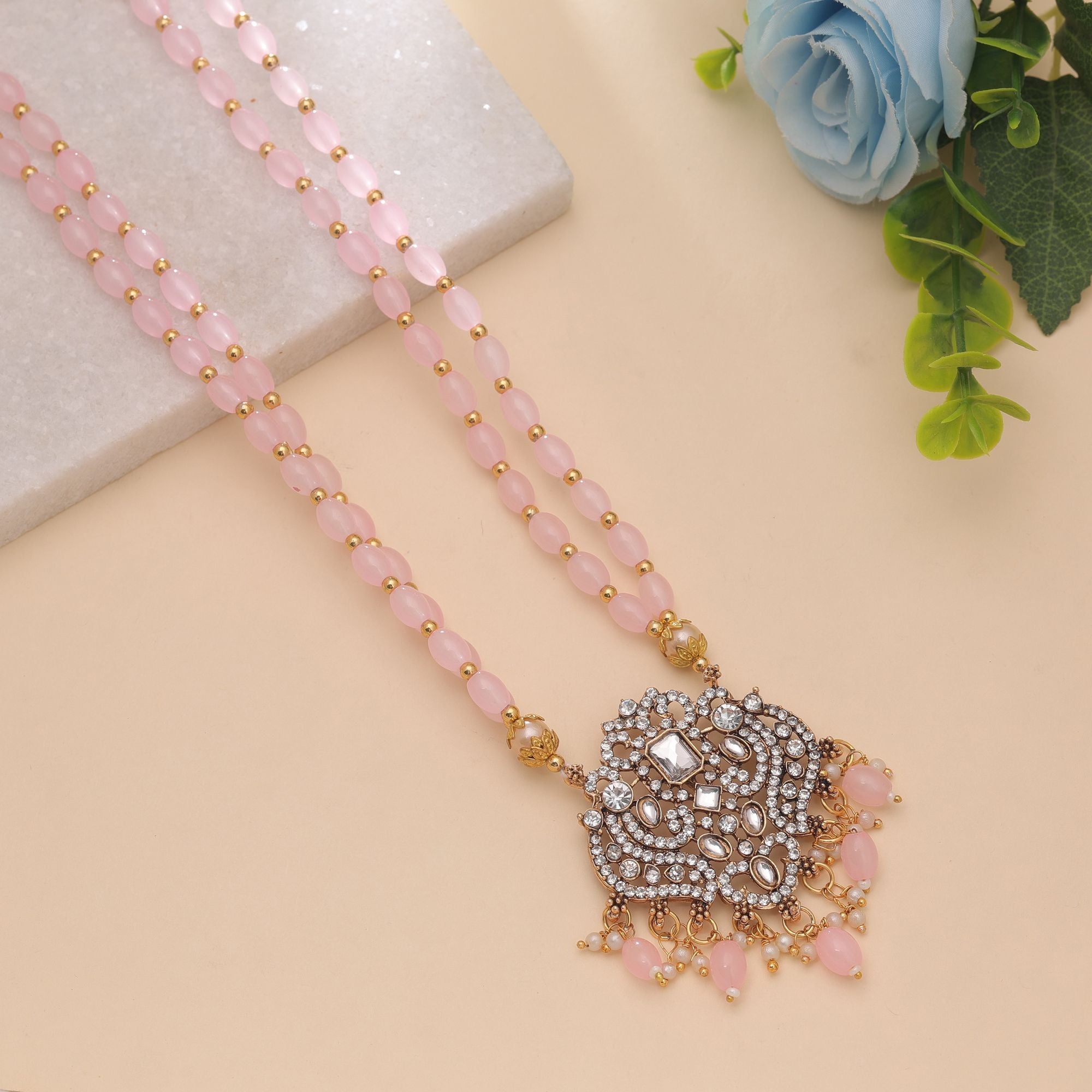 Light Pink Color Stone Necklace