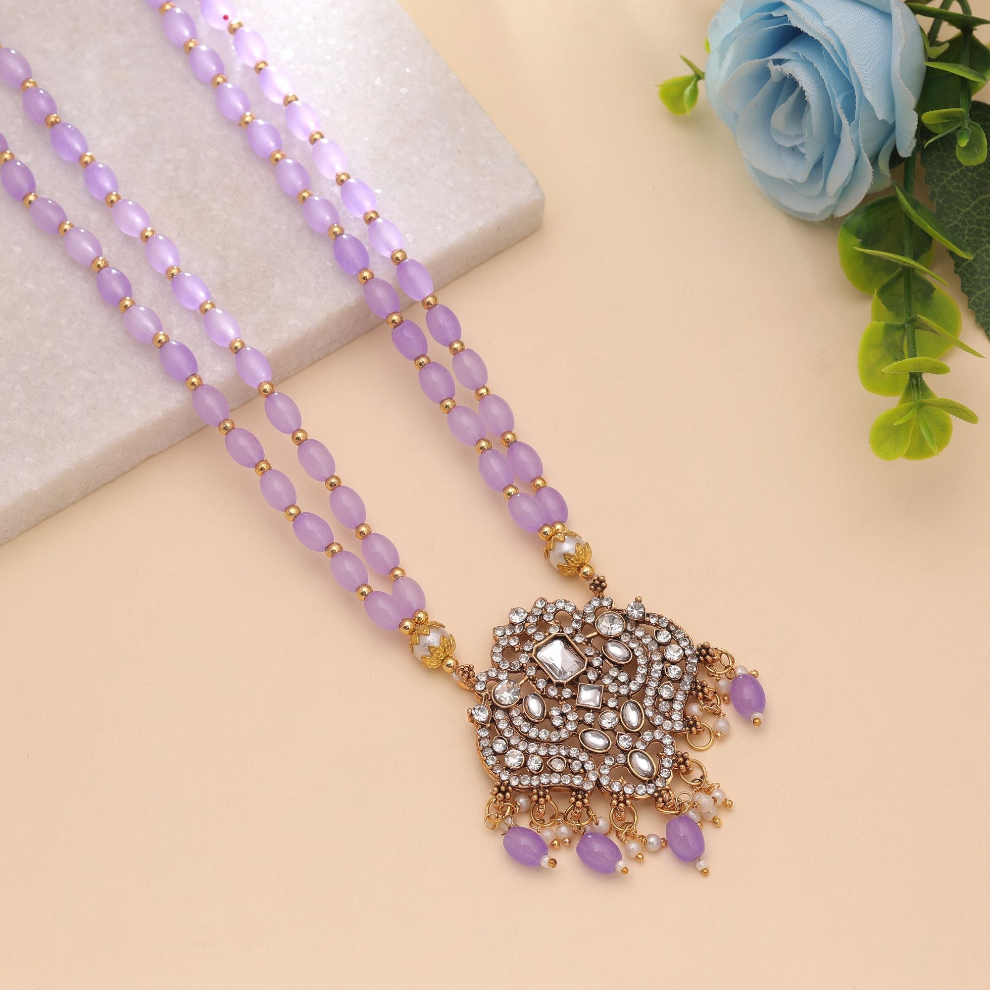 Light Purple Color Stone Necklace