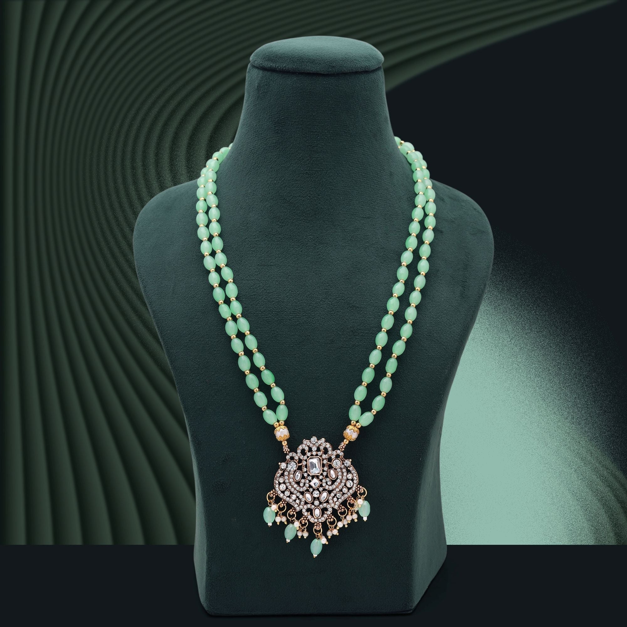Pista Green Color Stone Necklace