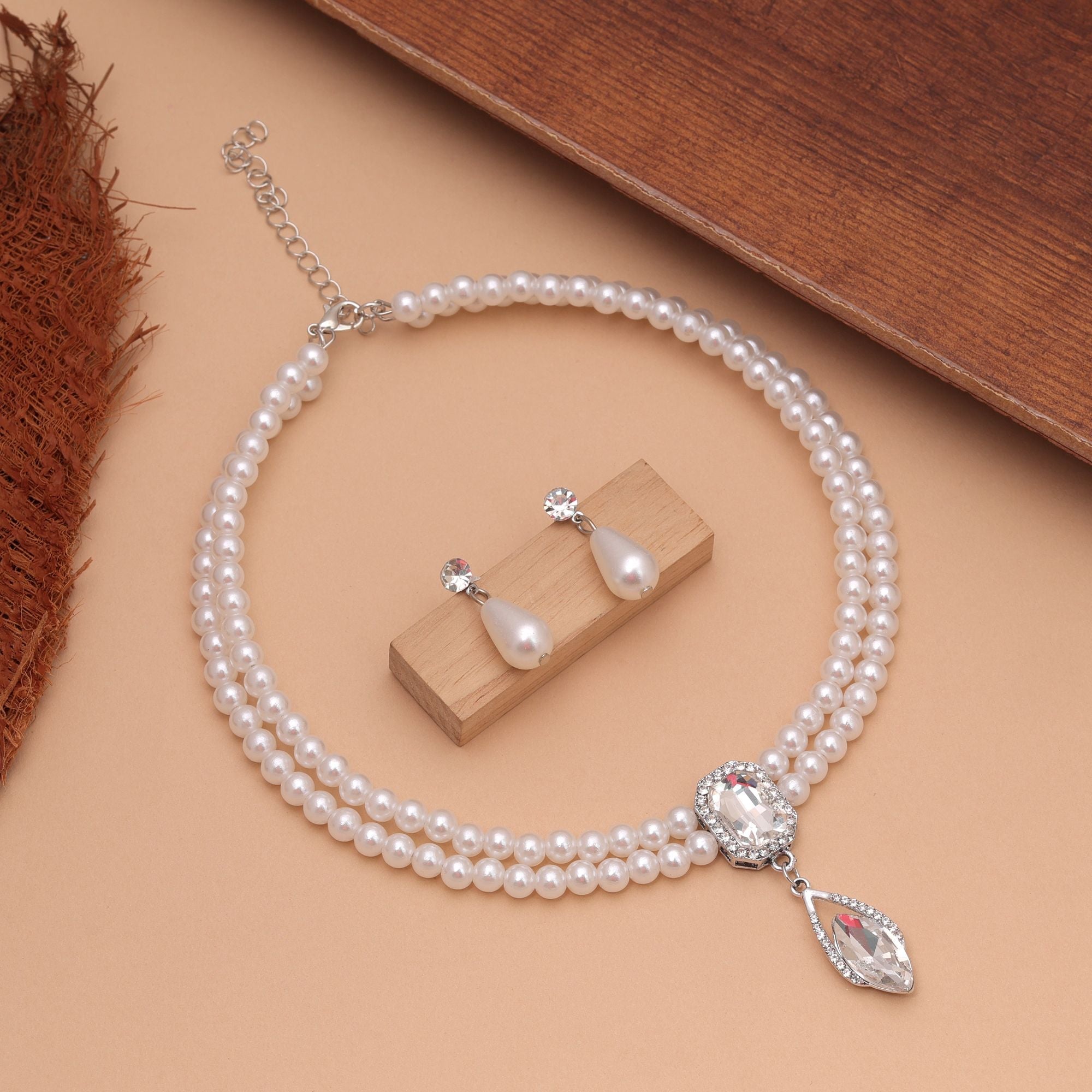 White Color Stone Necklace Set Graceful Designer Look