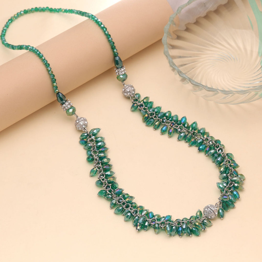 Green Color Beaded Necklace with Traditional Design