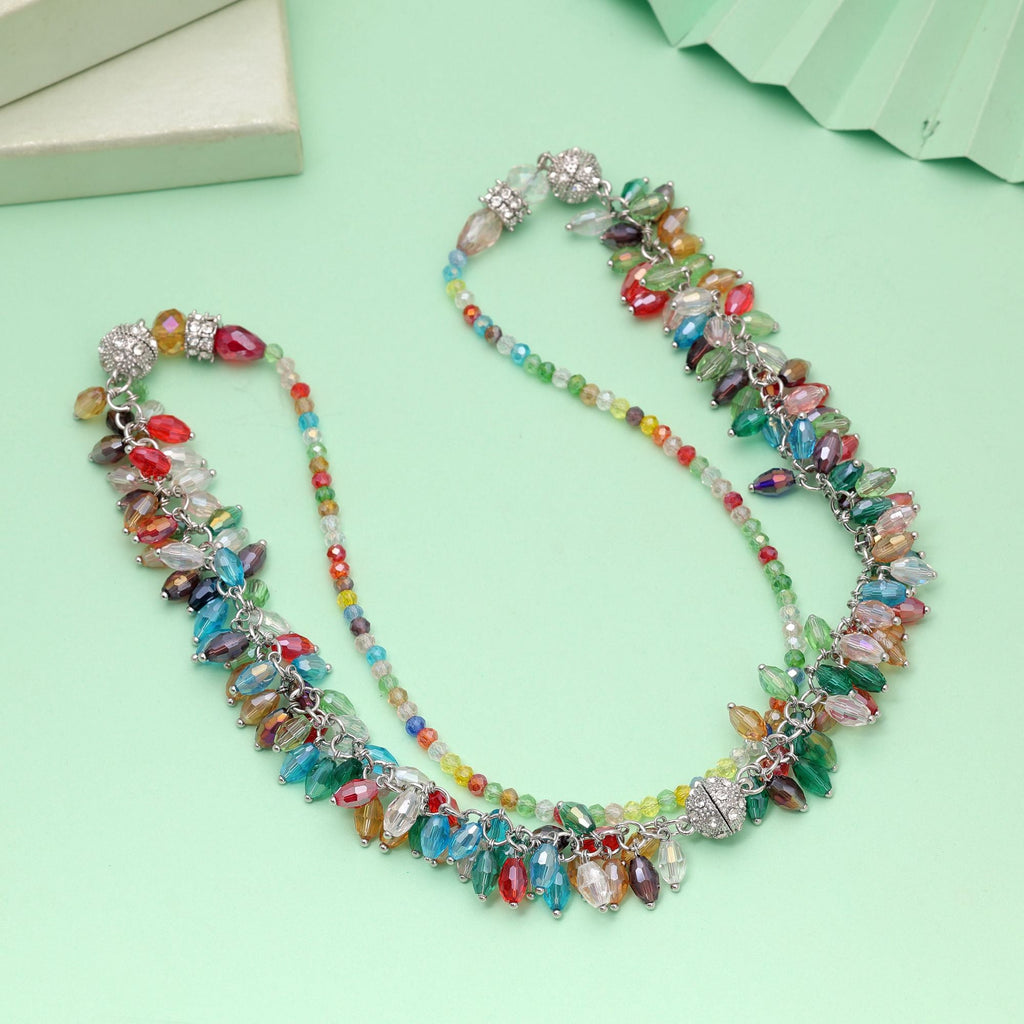 Multi Color Beaded Necklace with Handmade Fashion Design