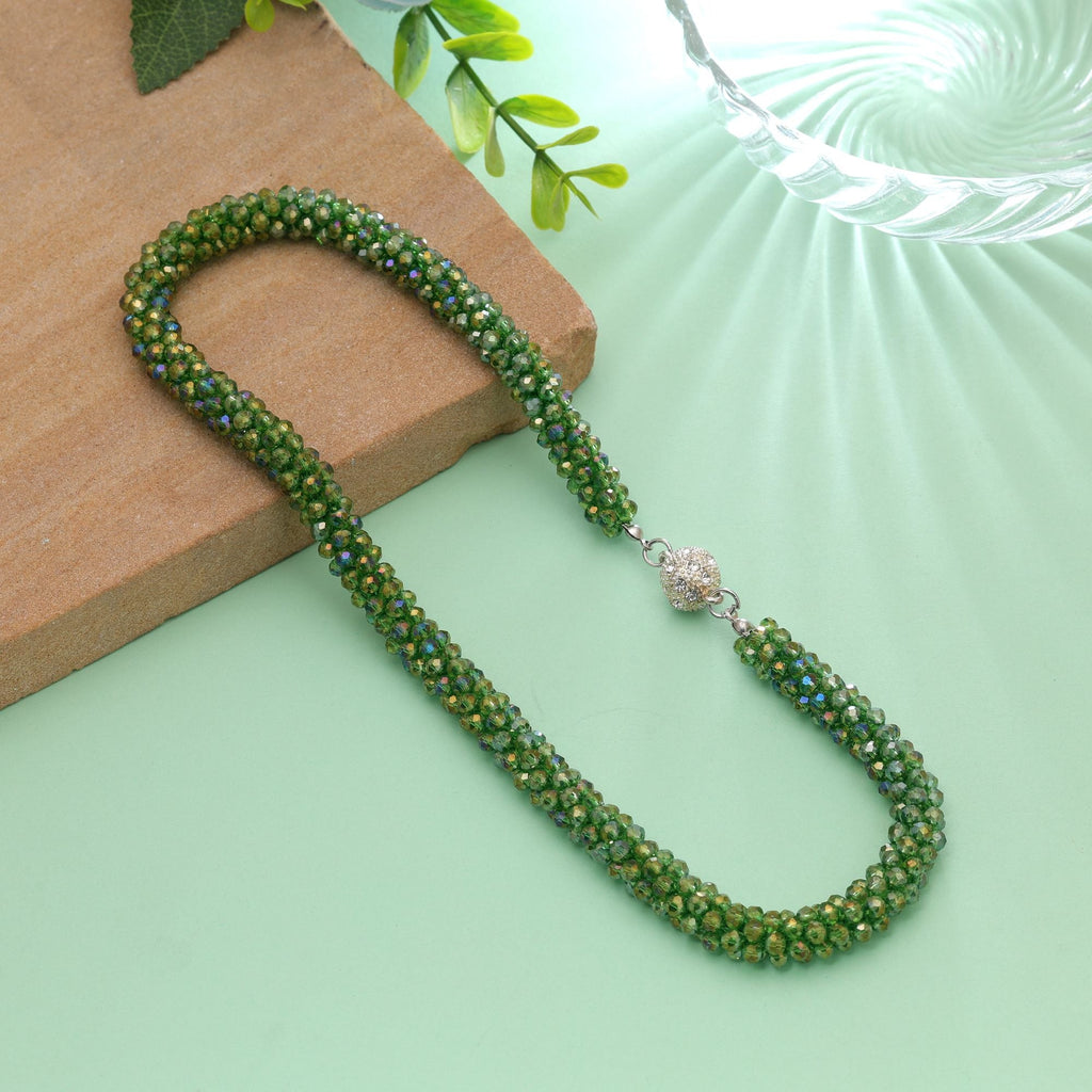 Light Green Color Magnetic Beaded Necklace with Designer Look
