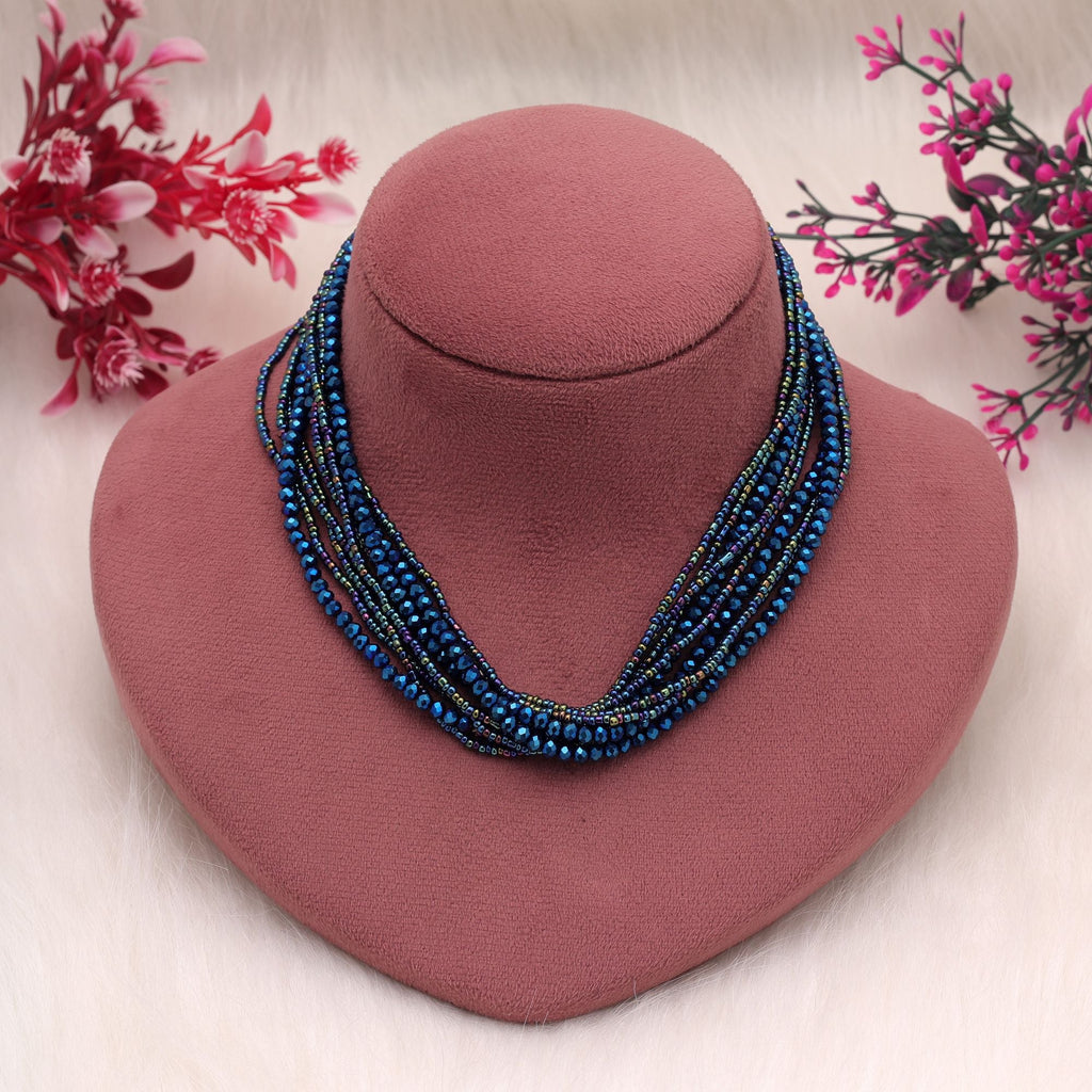 Blue Color Magnetic Beaded Necklace with Contemporary Design