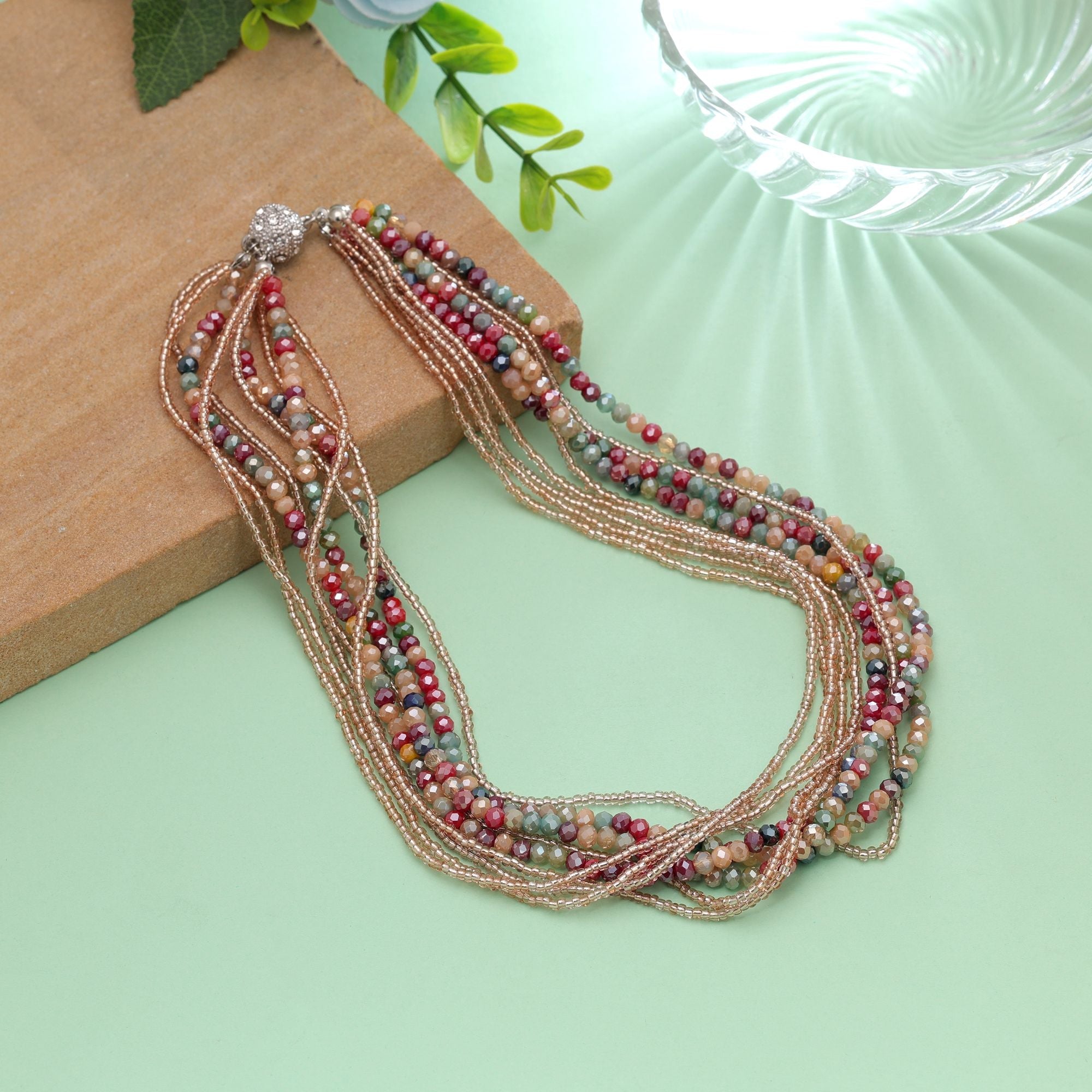 Multi Color Magnetic Beaded Necklace with Modern Design