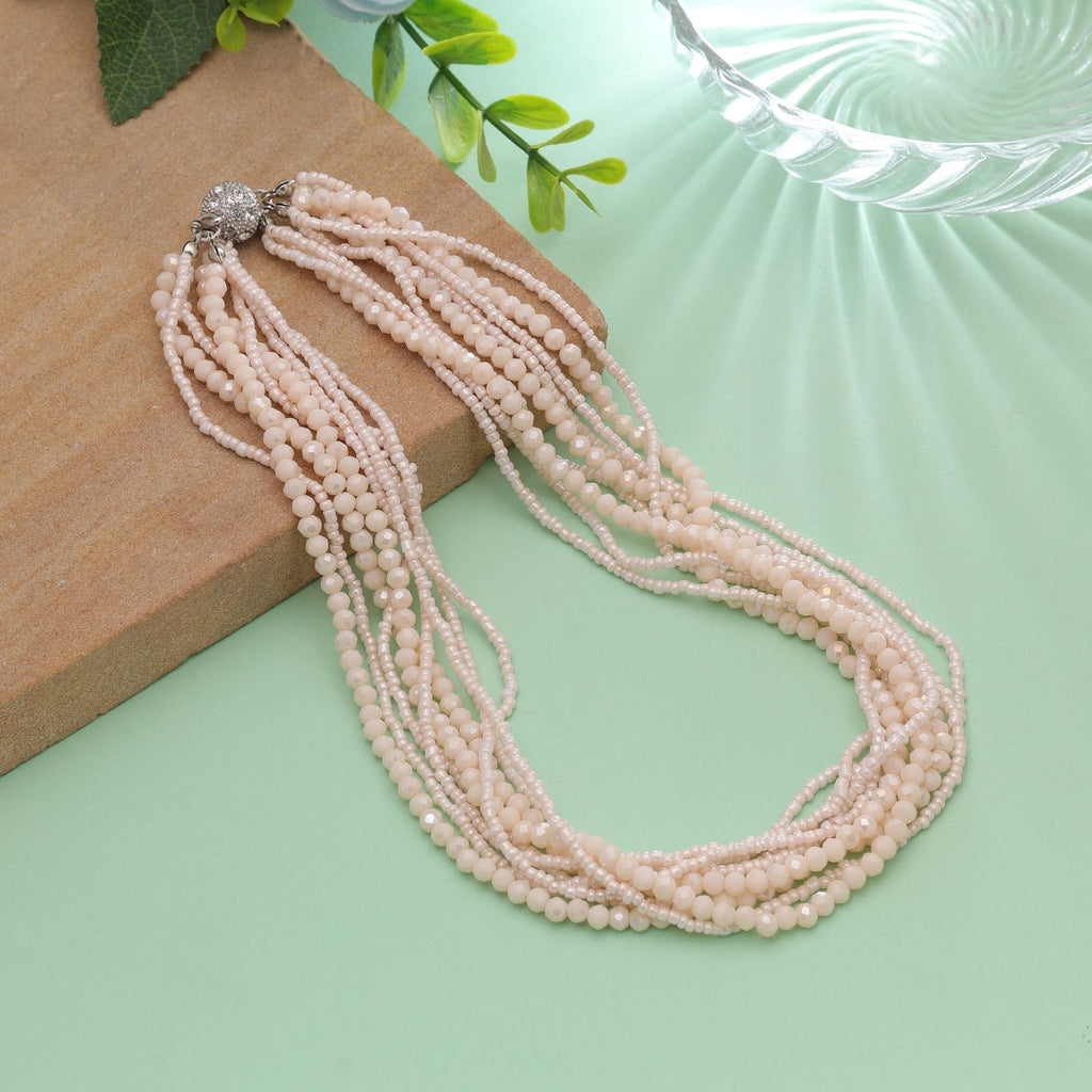 Peach Color Magnetic Beaded Necklace with Modern Style