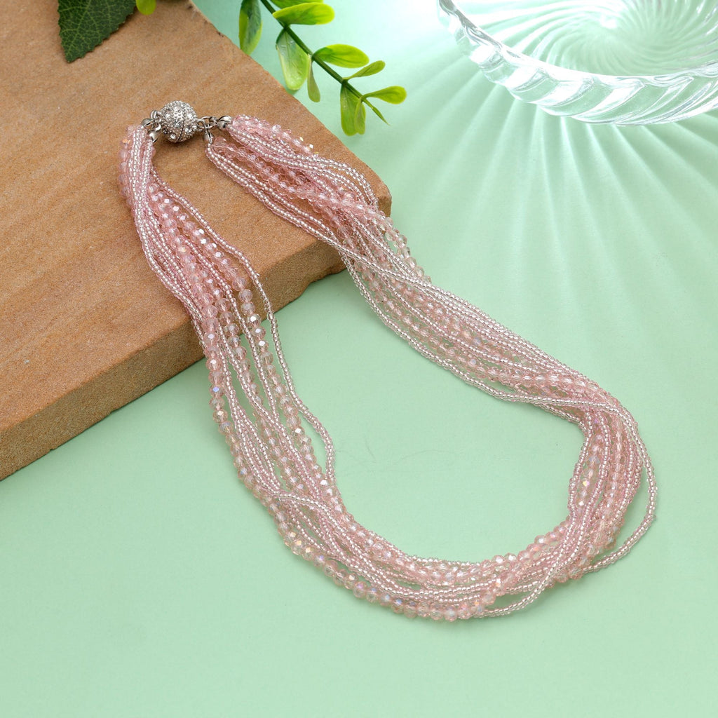 Pink Color Magnetic Beaded Necklace with Designer Look