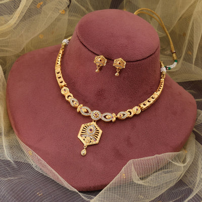 Gold Matte Gold Wedding Necklace Set