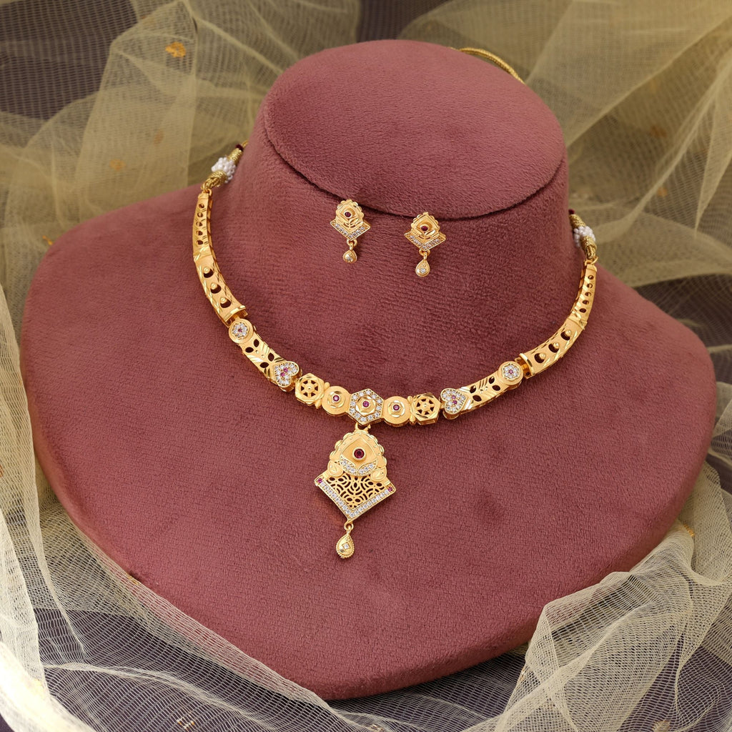 Gold Matte Gold Necklace Set for Saree & Lehenga