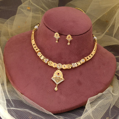 Gold Matte Gold Necklace Set for Saree & Lehenga