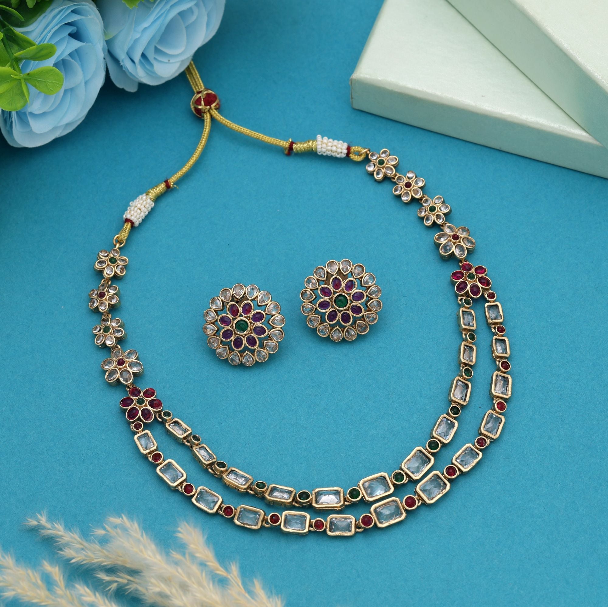 Royal Temple Style Green Matte Gold Set