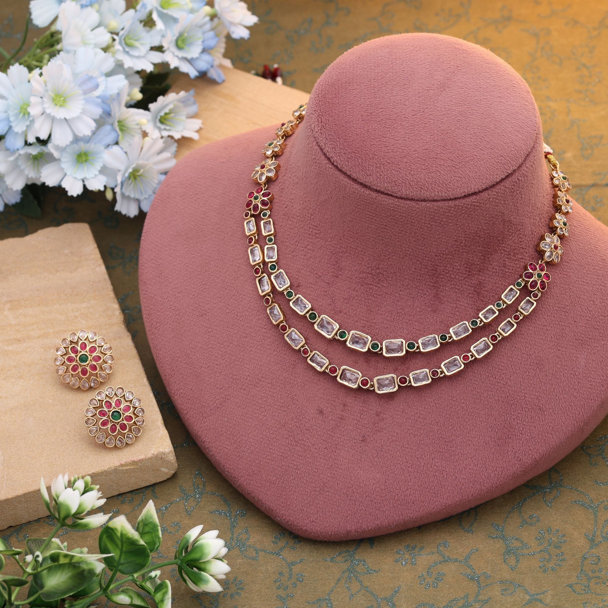 Royal Temple Style Green Matte Gold Set