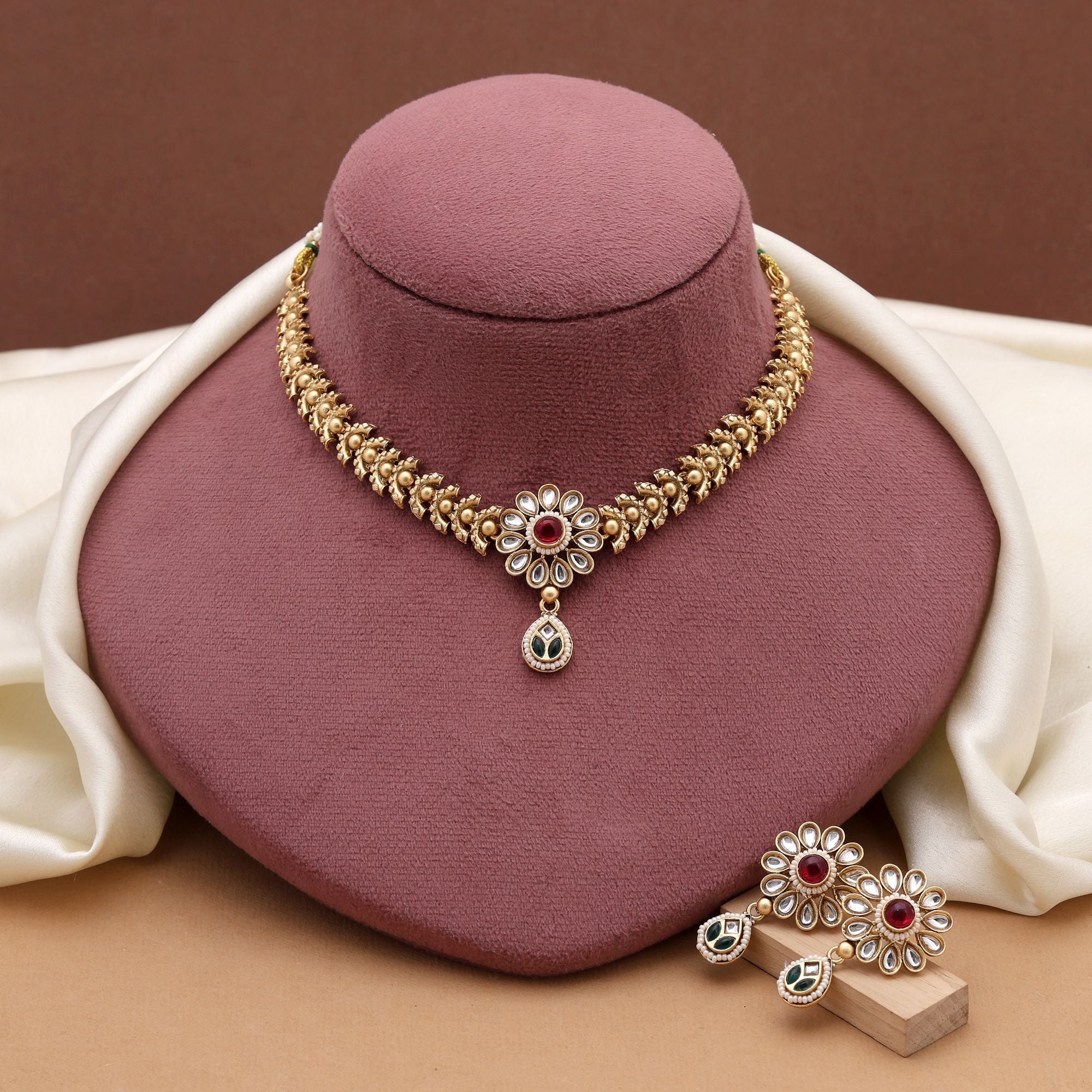 Devotional Matte Gold Necklace Set