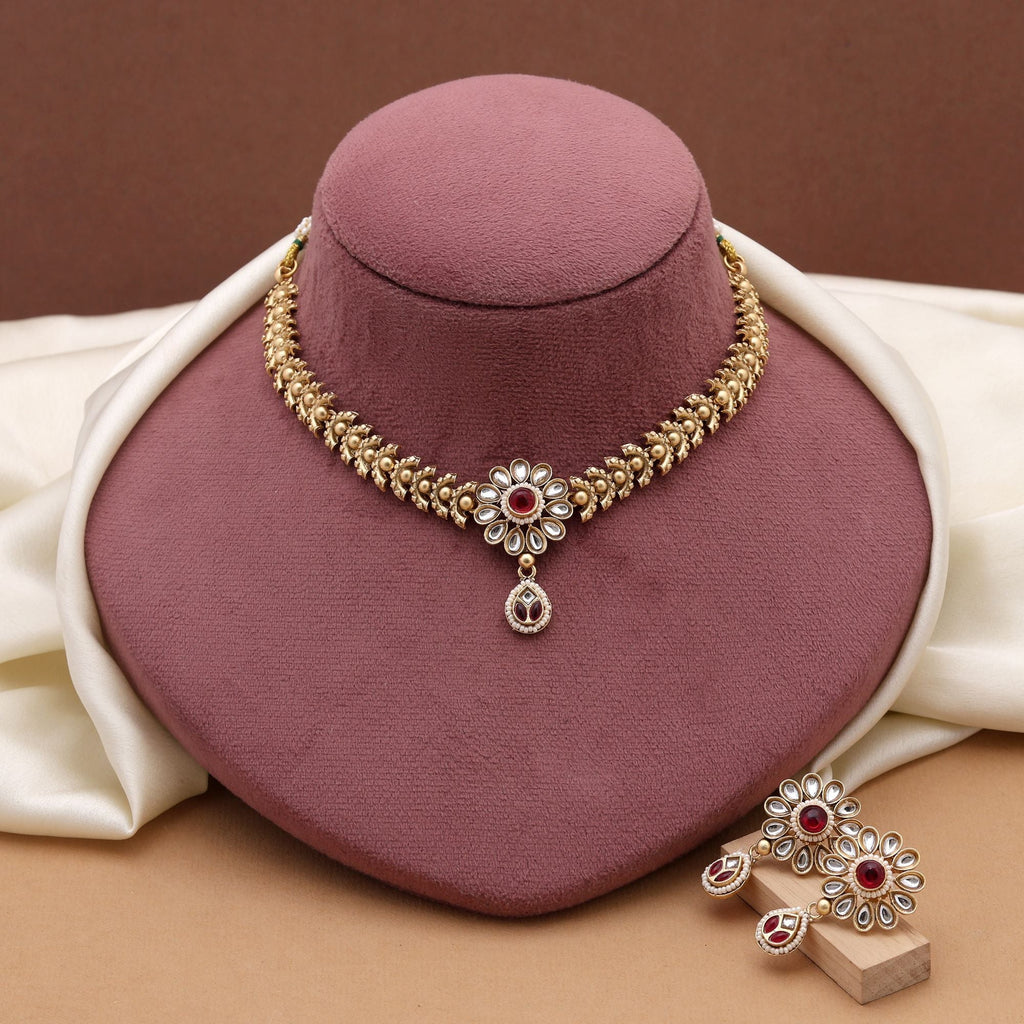 Temple Style Radha Krishna Matte Gold Set