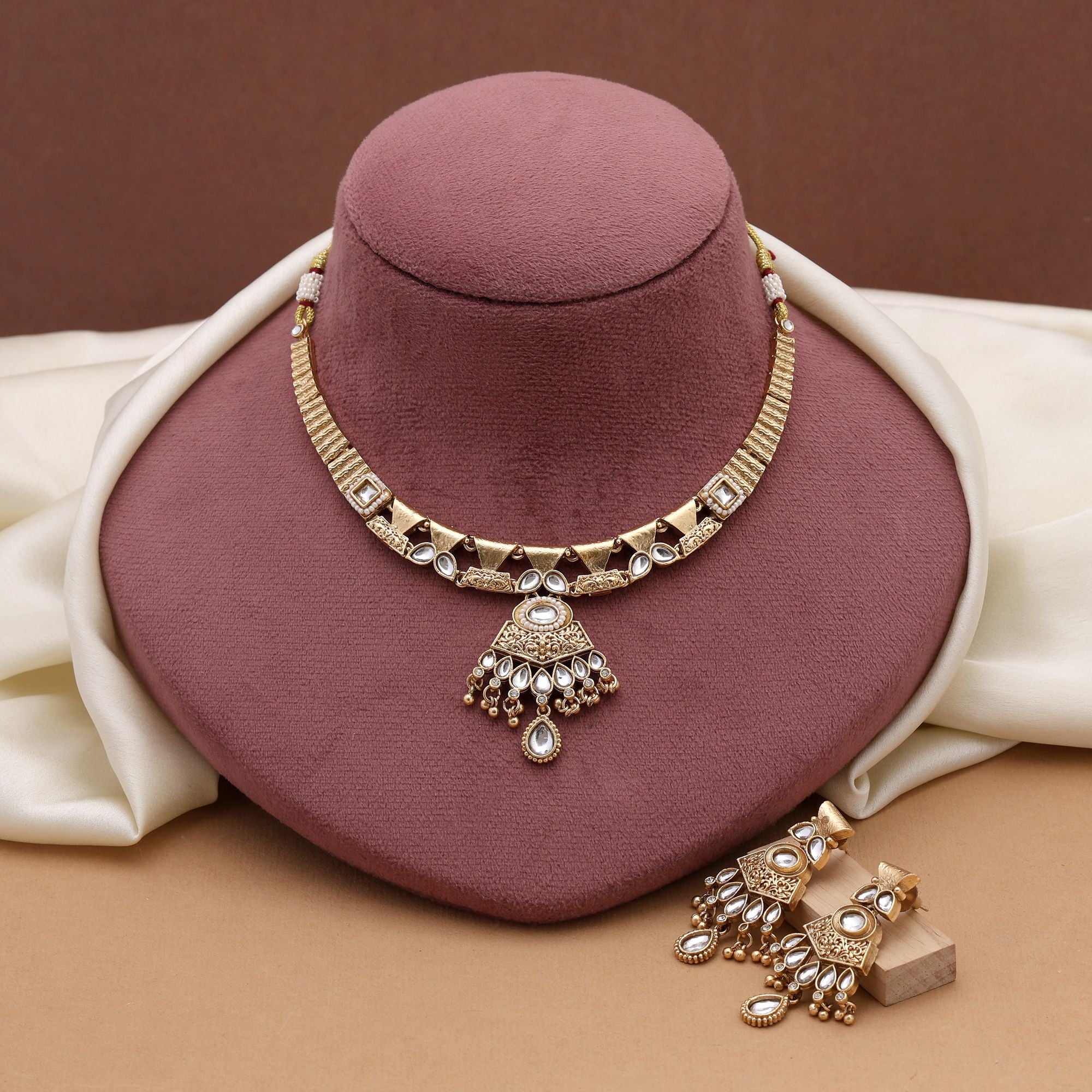 Bold Ethnic Gold Color Matte Gold Set