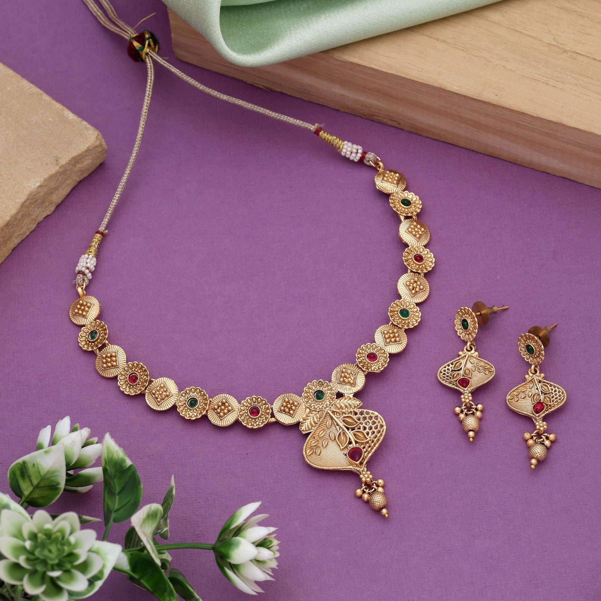 Timeless Rani & Green Matte Gold Jewelry Collection