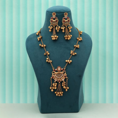 Rani & Grey Color Matte Gold Necklace Set