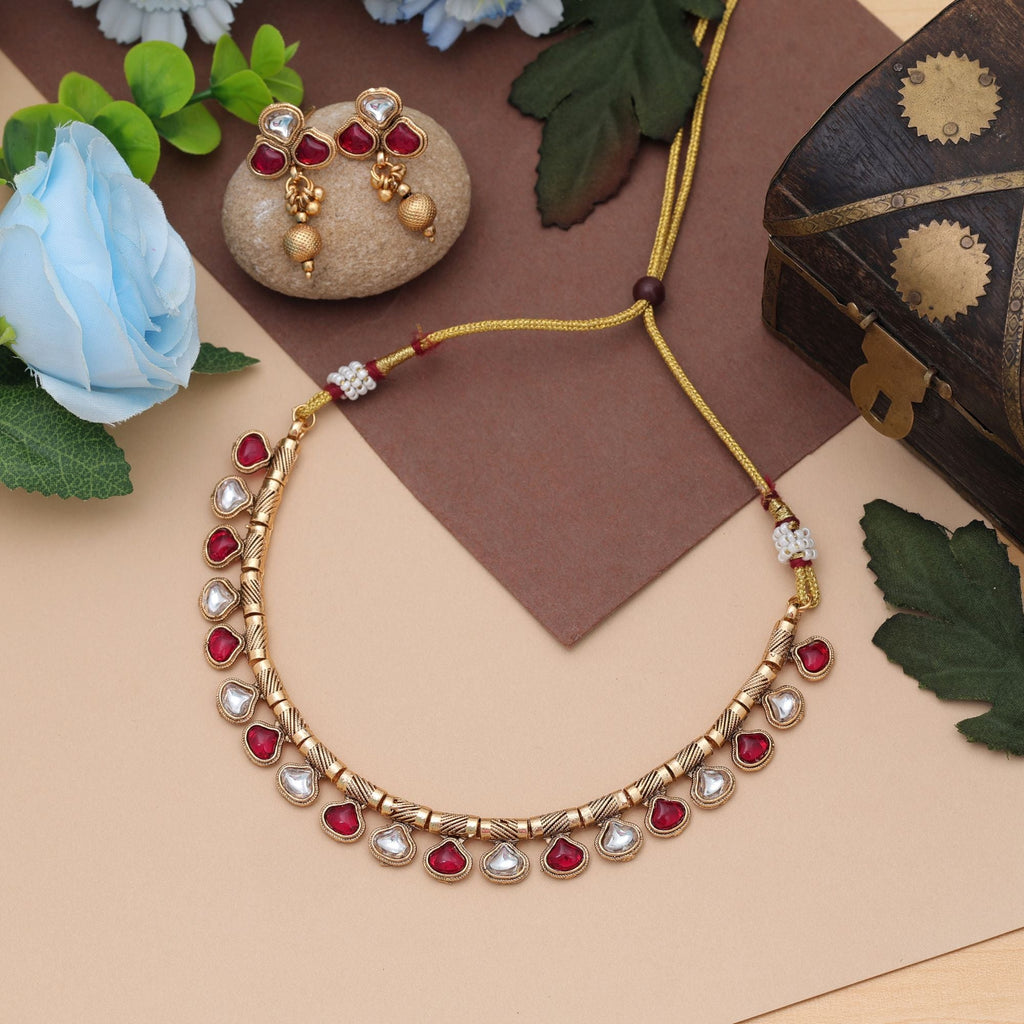 Rani Color Matte Gold Necklace Set Festive