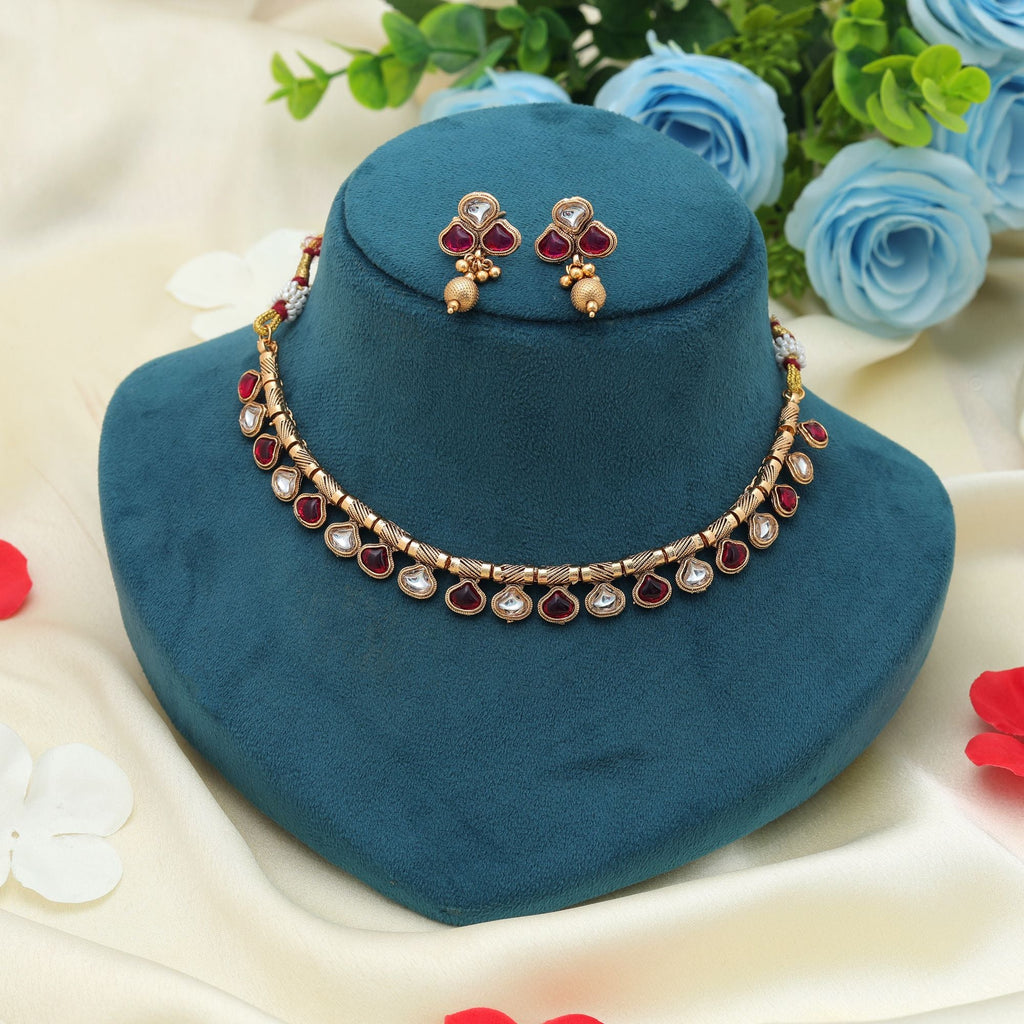 Rani Color Matte Gold Necklace Set Festive