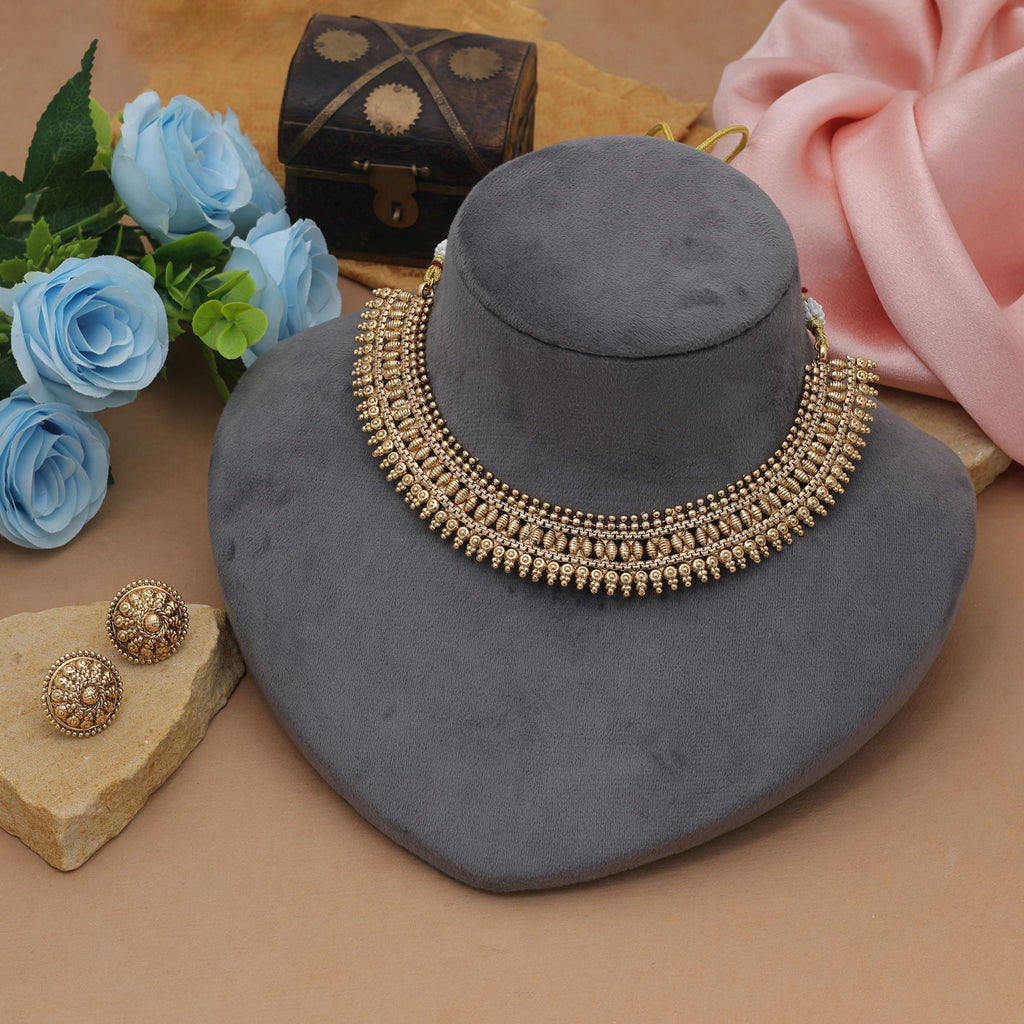 Classic Gold Matte Gold Necklace Set