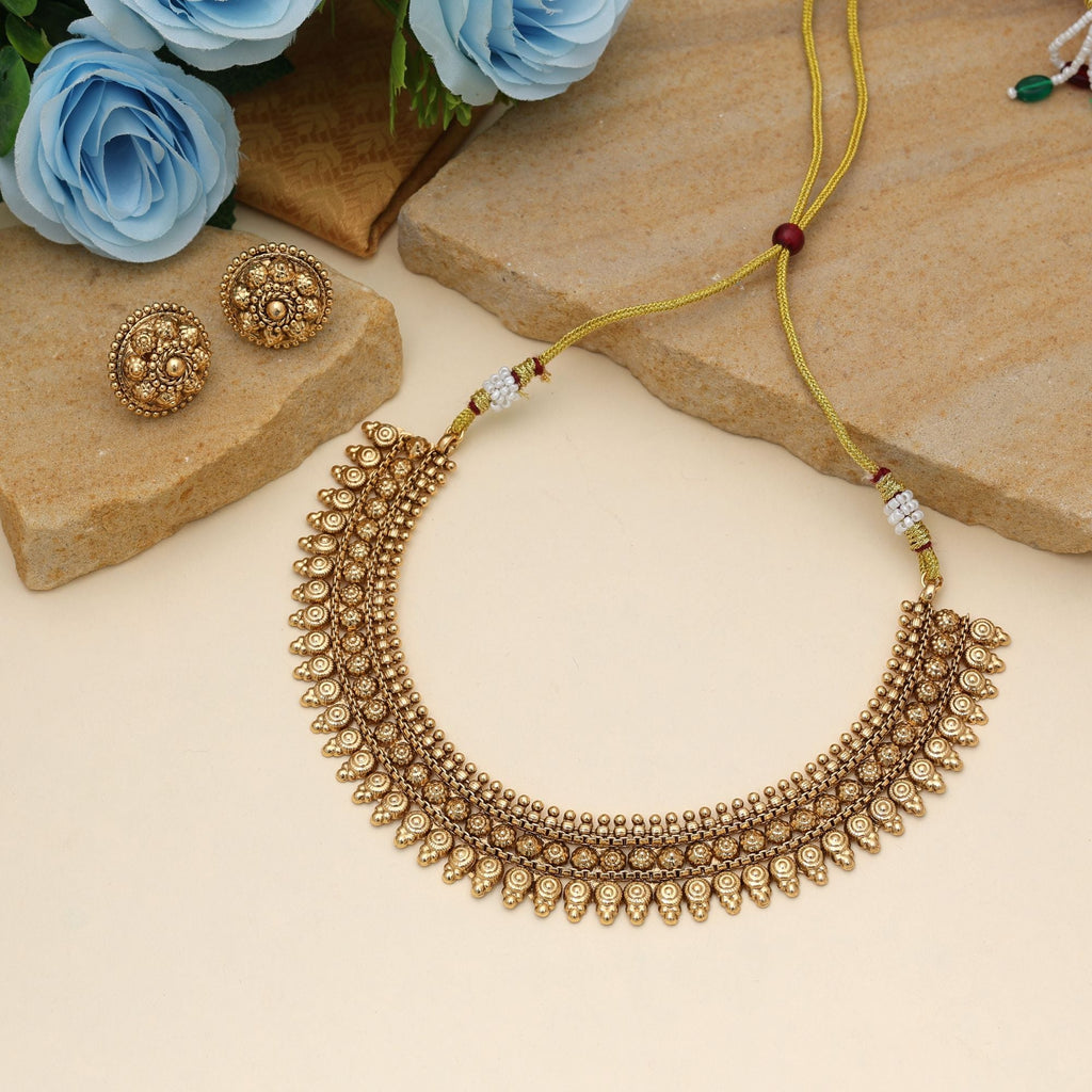 Stylish Gold Matte Gold Necklace Set