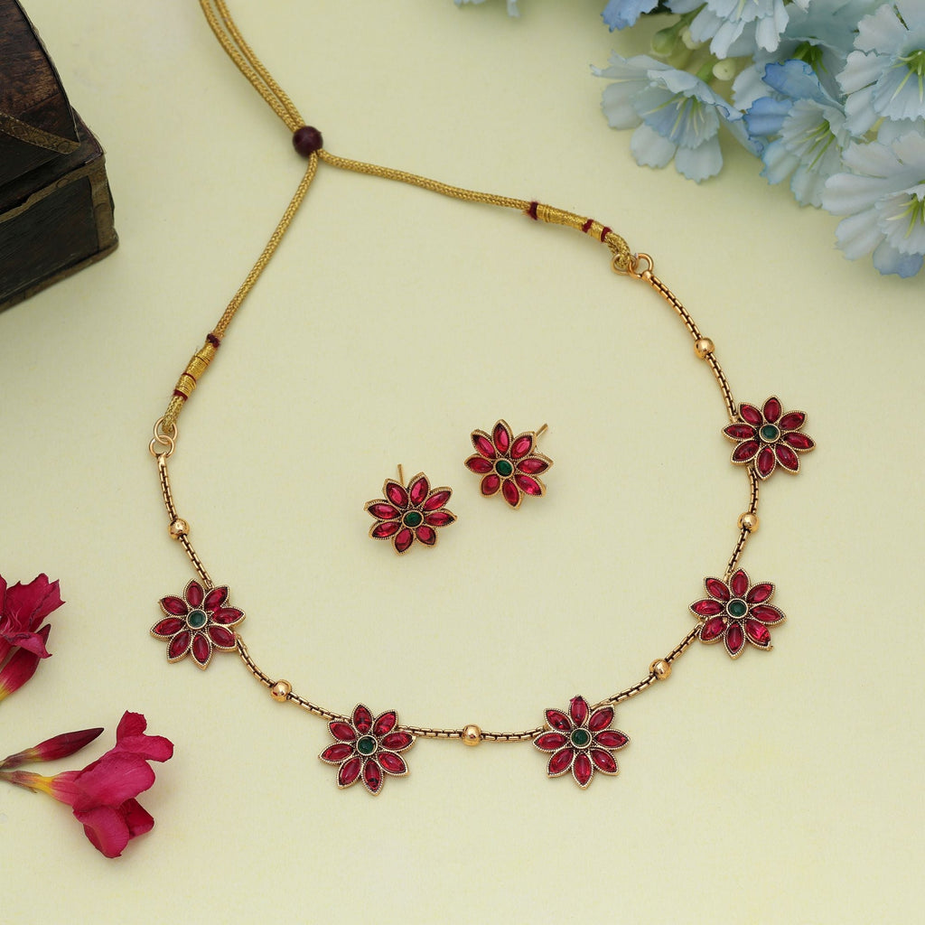 Rani & Green Gold Plated Necklace Set
