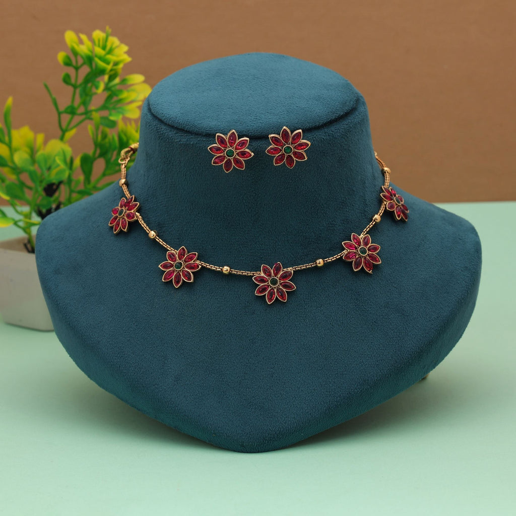 Rani & Green Gold Plated Necklace Set