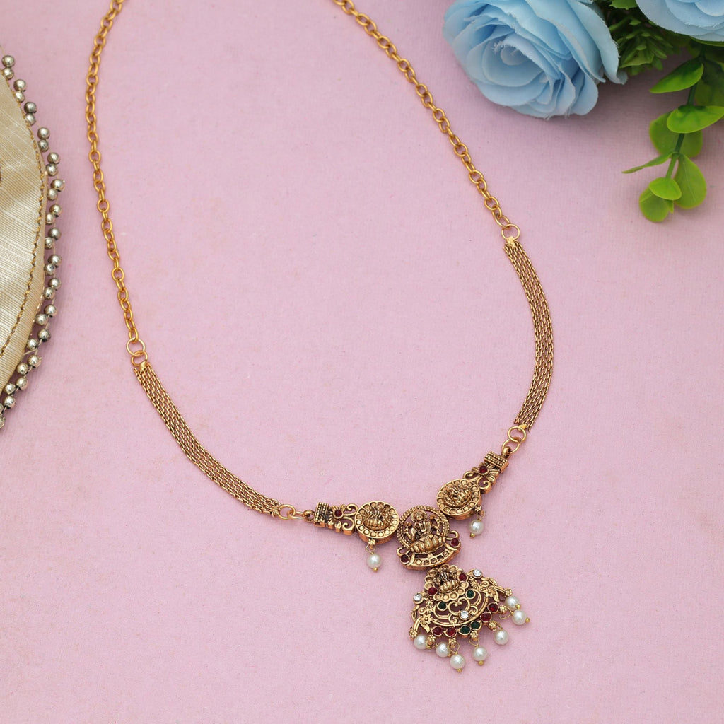 Maroon & Green Color Choker Temple Necklace Festive Party Collection