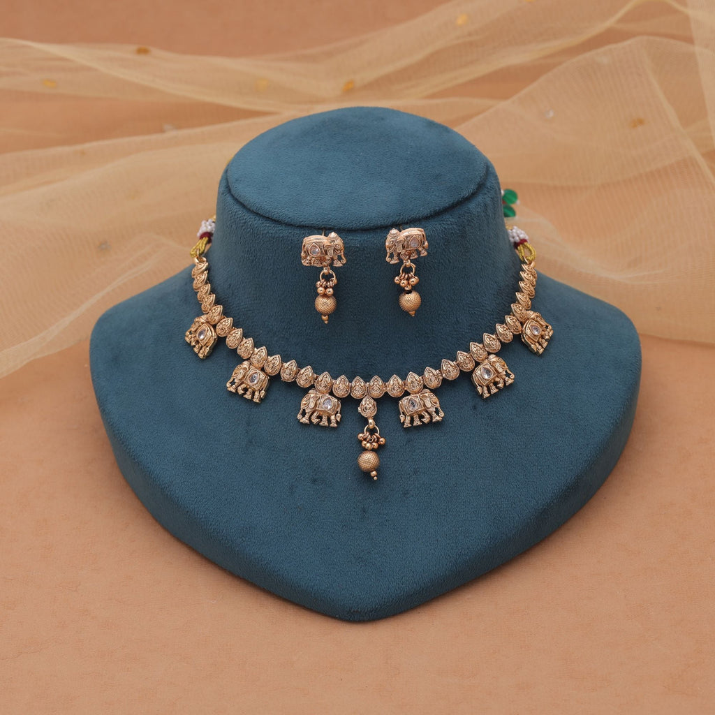 Gold Color Luxury Matte Gold Kundan Set