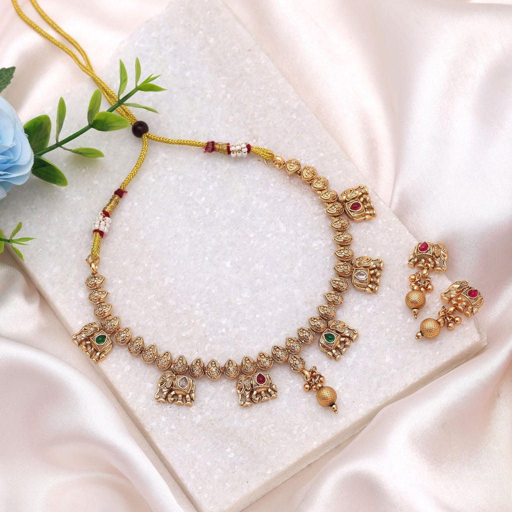 Rani & Green Color Royal Kundan Necklace Set