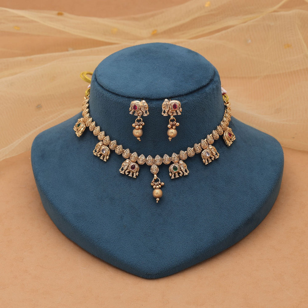 Rani & Green Color Royal Kundan Necklace Set