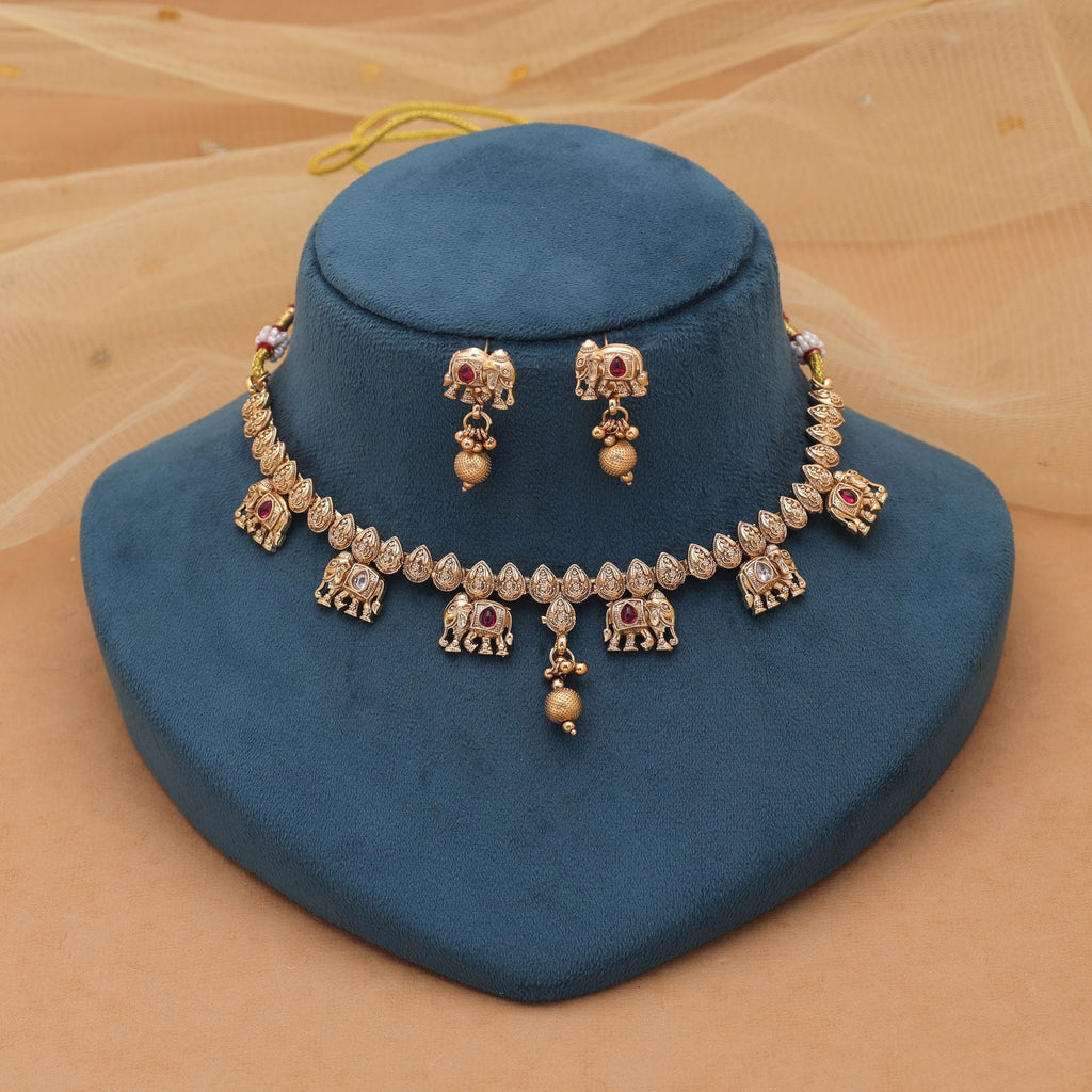 Rani Color Designer Matte Gold Kundan Set