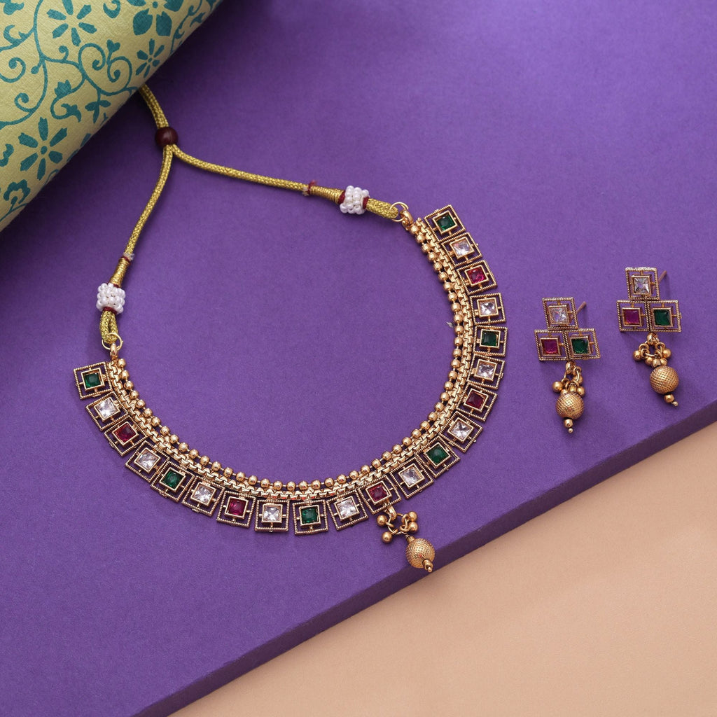 Rani & Green Color Gold Kundan Set