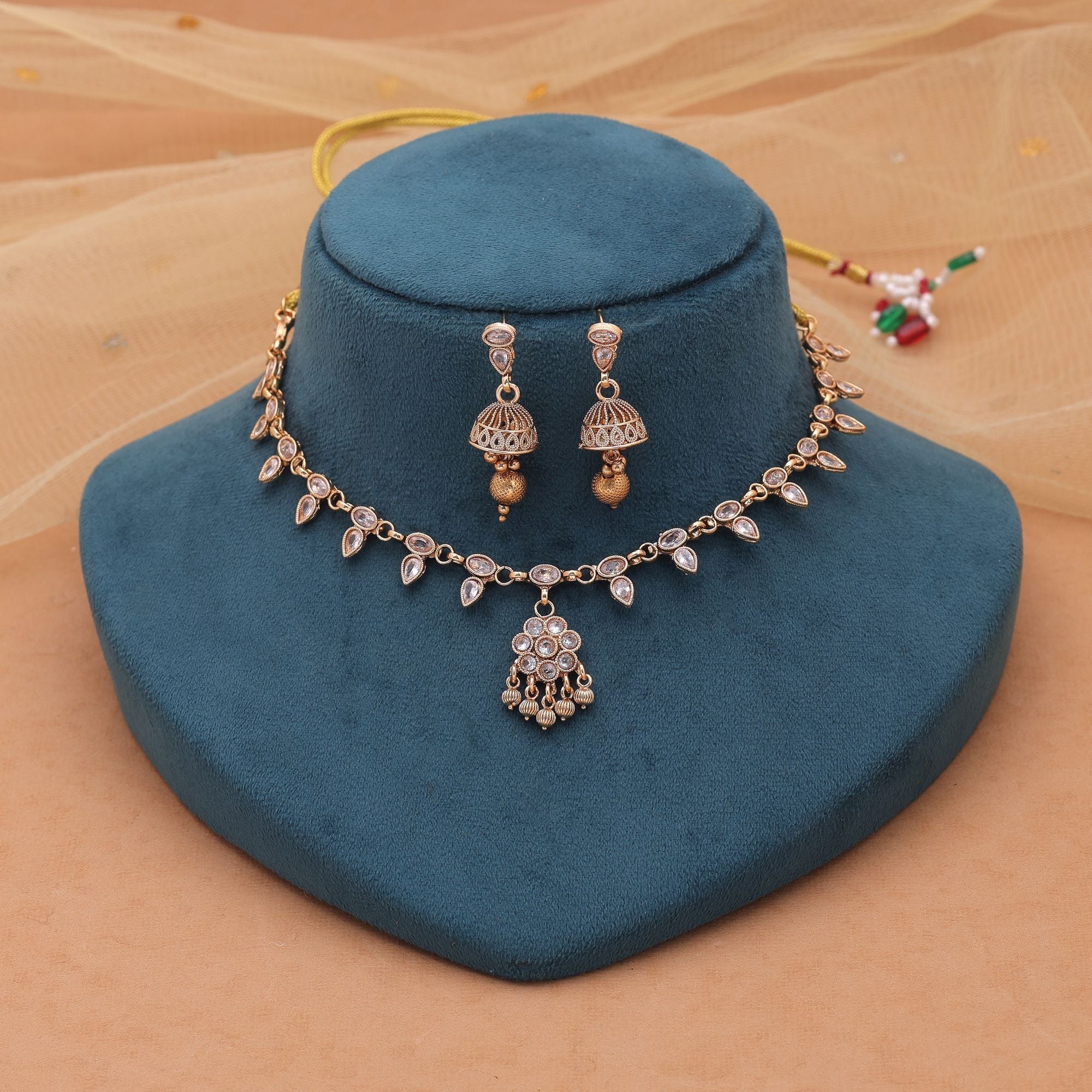 Gold Color Festive Kundan Necklace Set