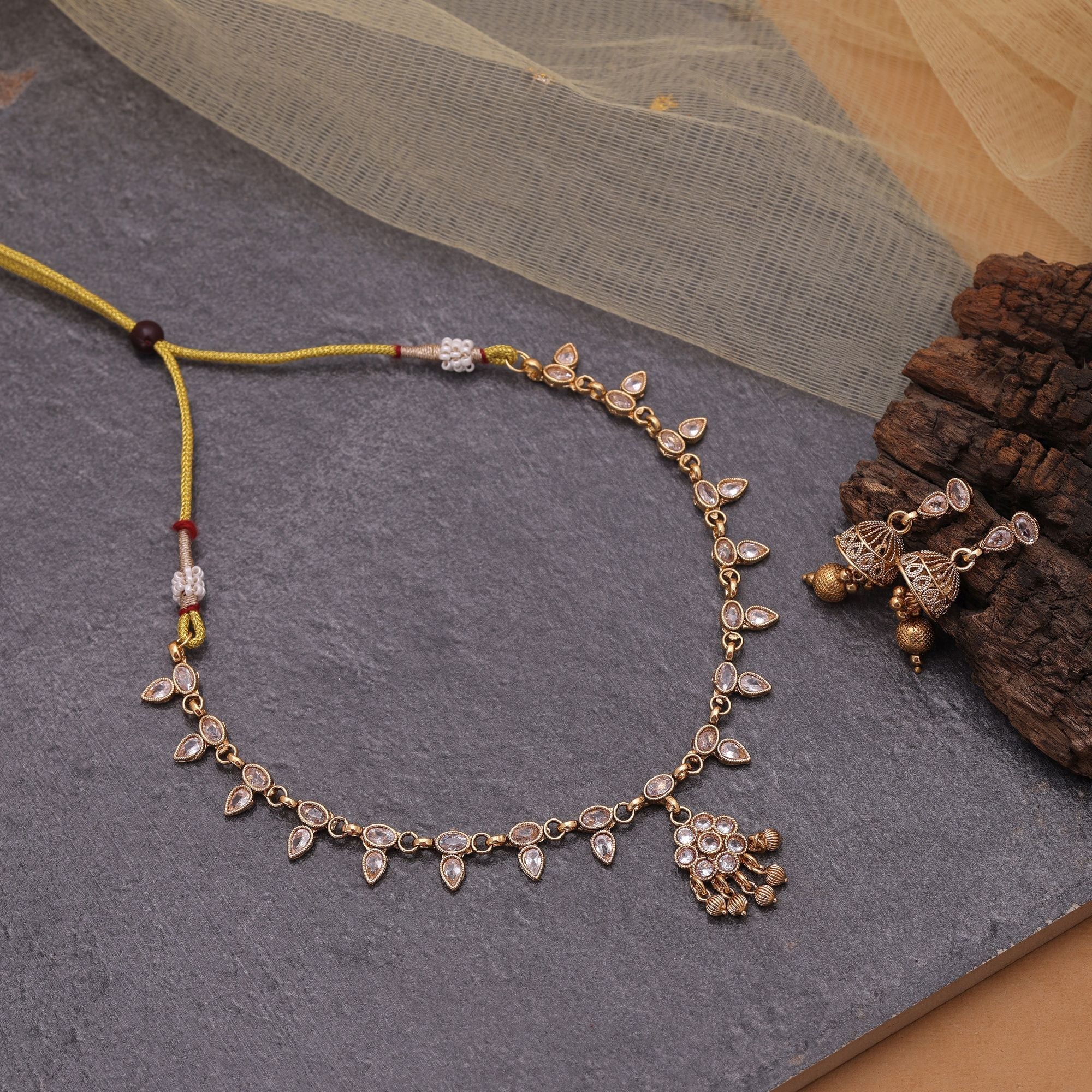 Gold Color Festive Kundan Necklace Set