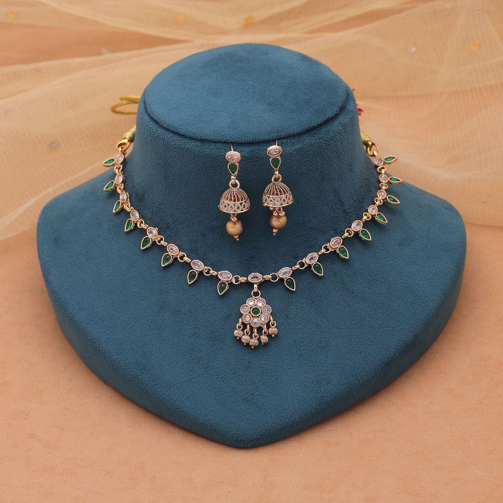 Green Color Premium Kundan Necklace Set