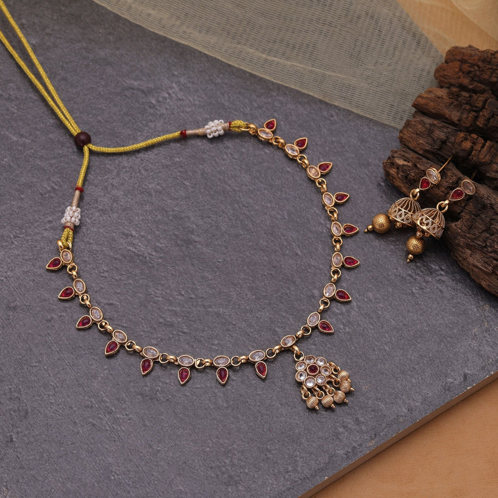 Rani Color Classic Kundan Necklace Set