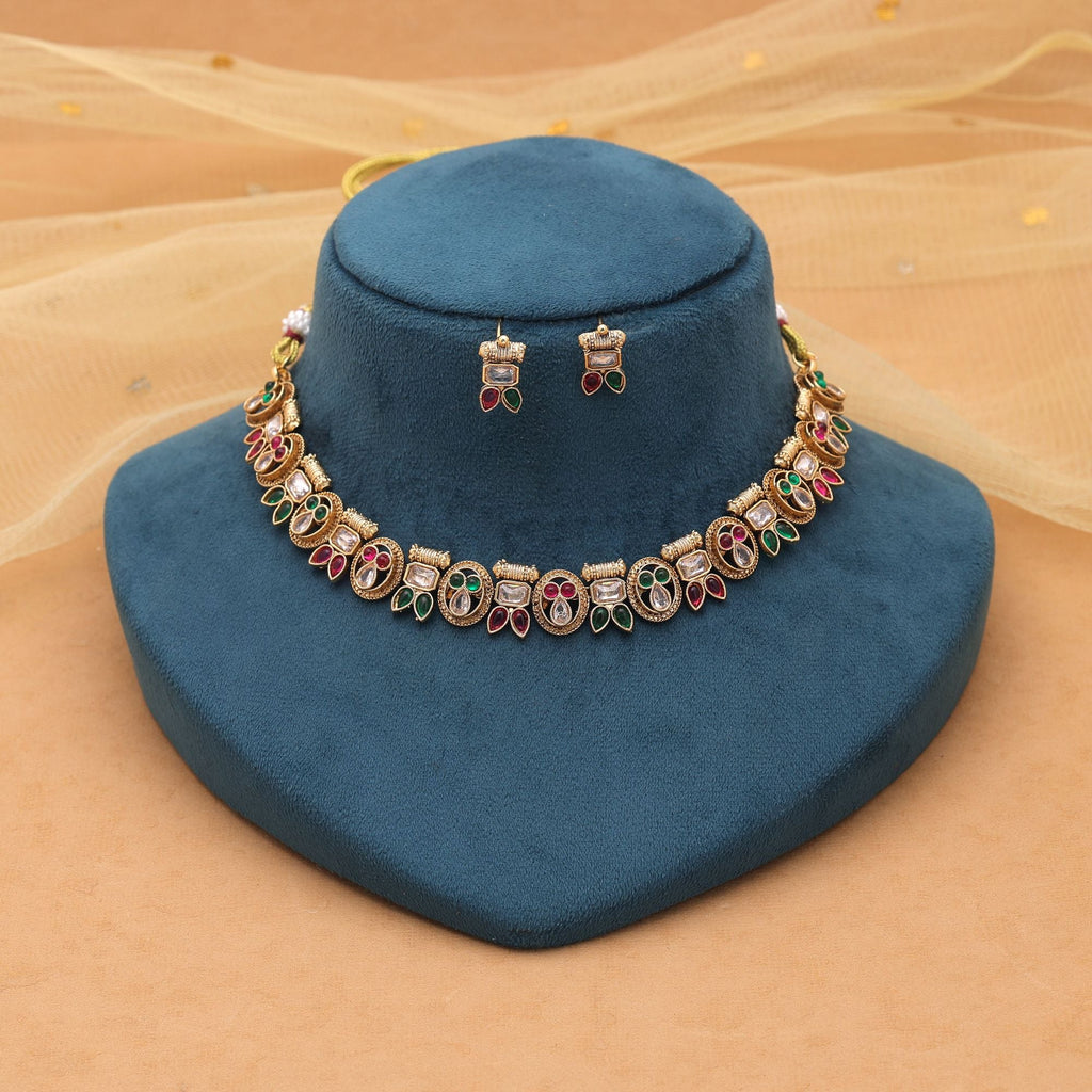 Rani & Green Color Designer Kundan Set