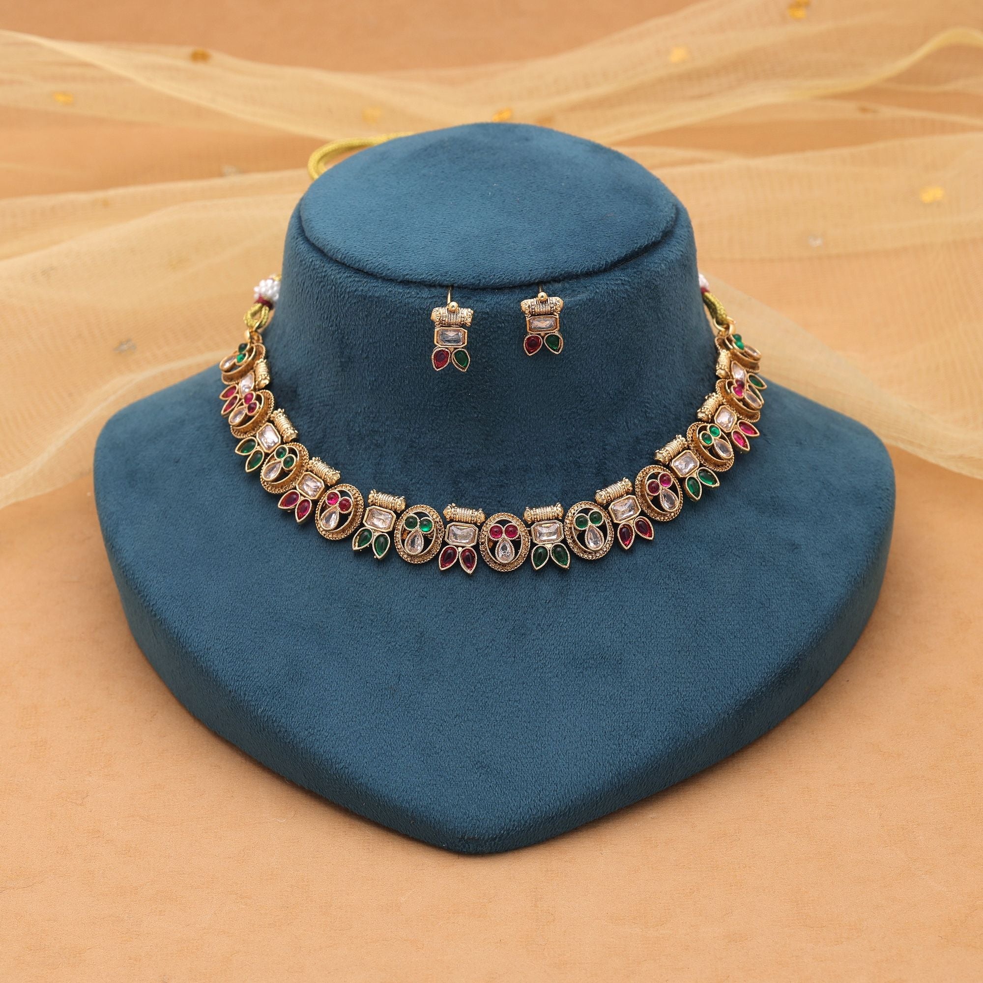 Rani & Green Color Designer Kundan Set