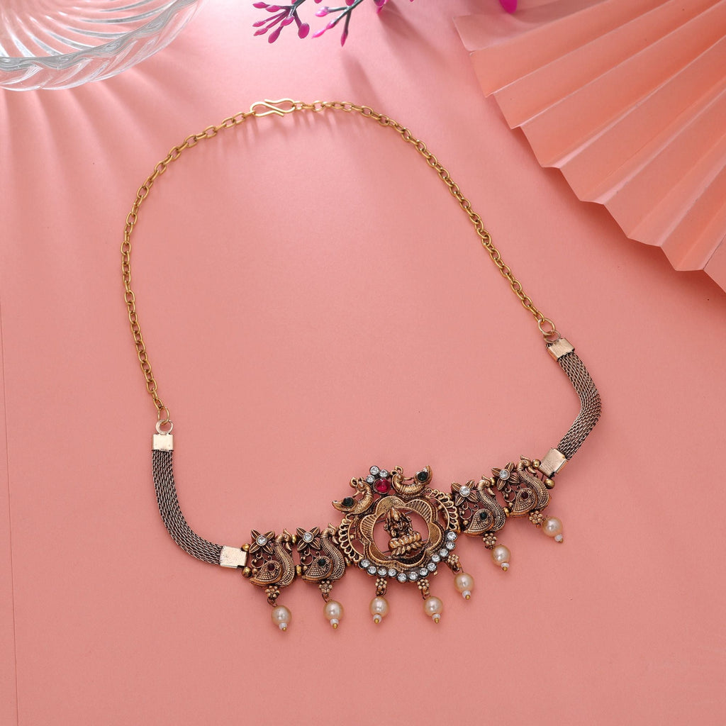 Rani & Green Color Temple Craft Necklace