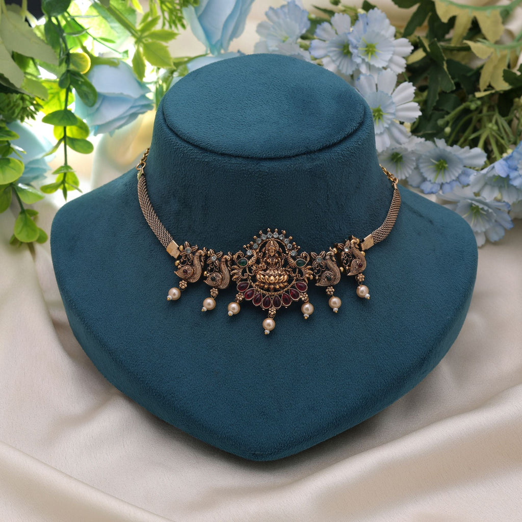 Rani & Green Color Cultural Temple Necklace