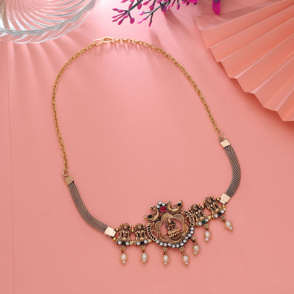 Rani & Green Color Festive Temple Necklace