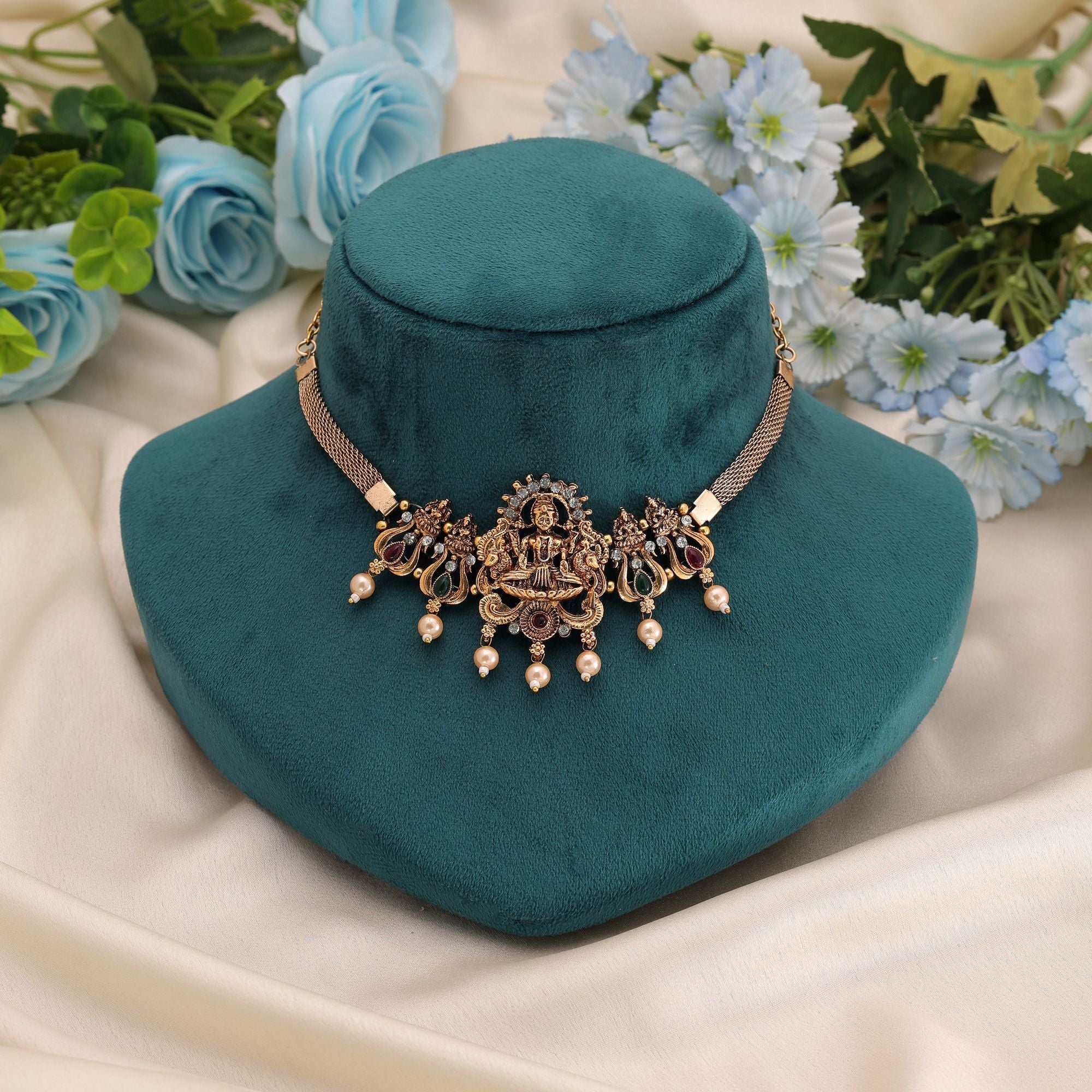 Rani & Green Color Heritage Temple Necklace