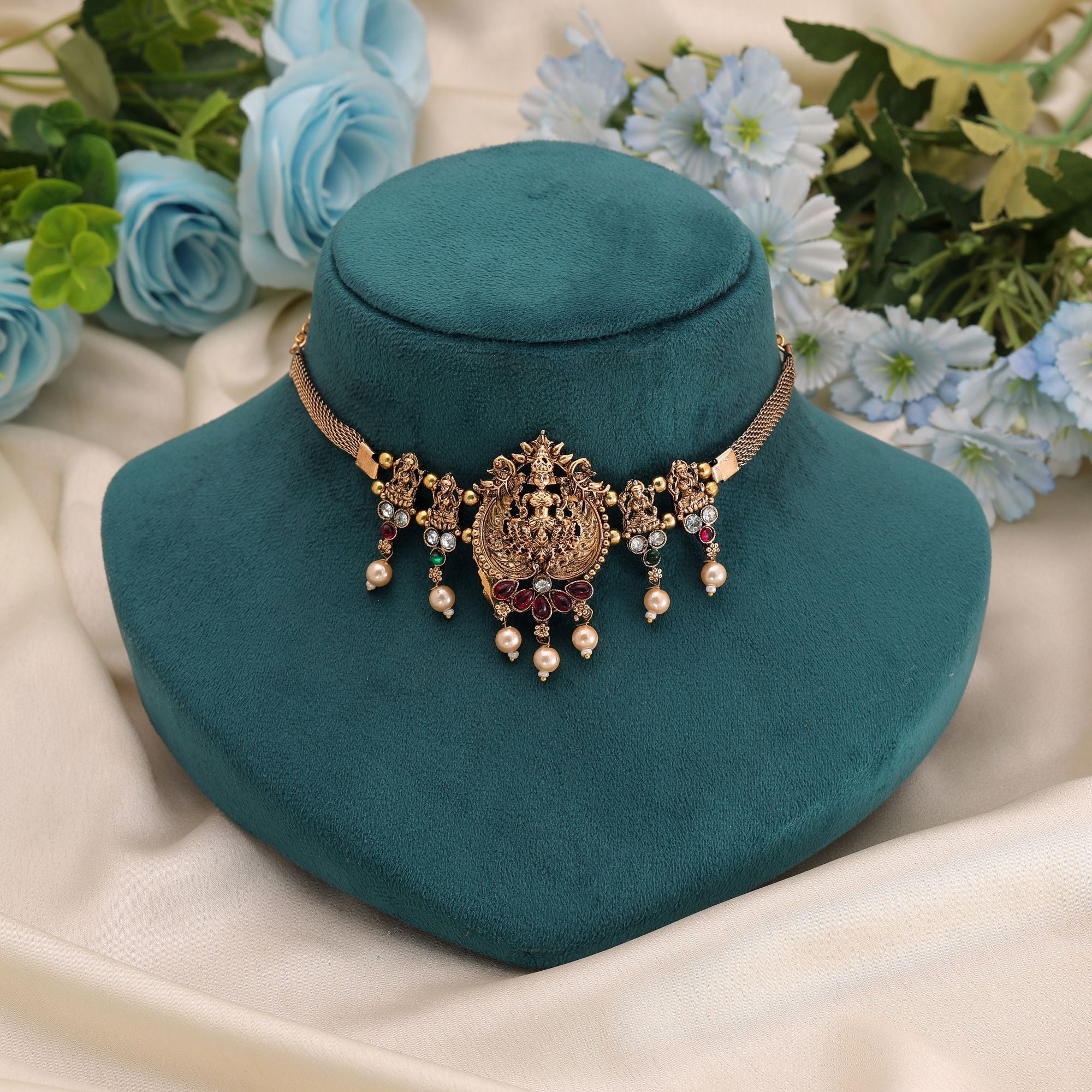 Rani & Green Color Royal Temple Necklace