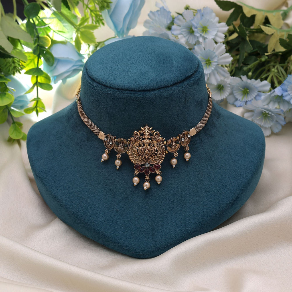 Rani & Green Color Ethnic Temple Necklace